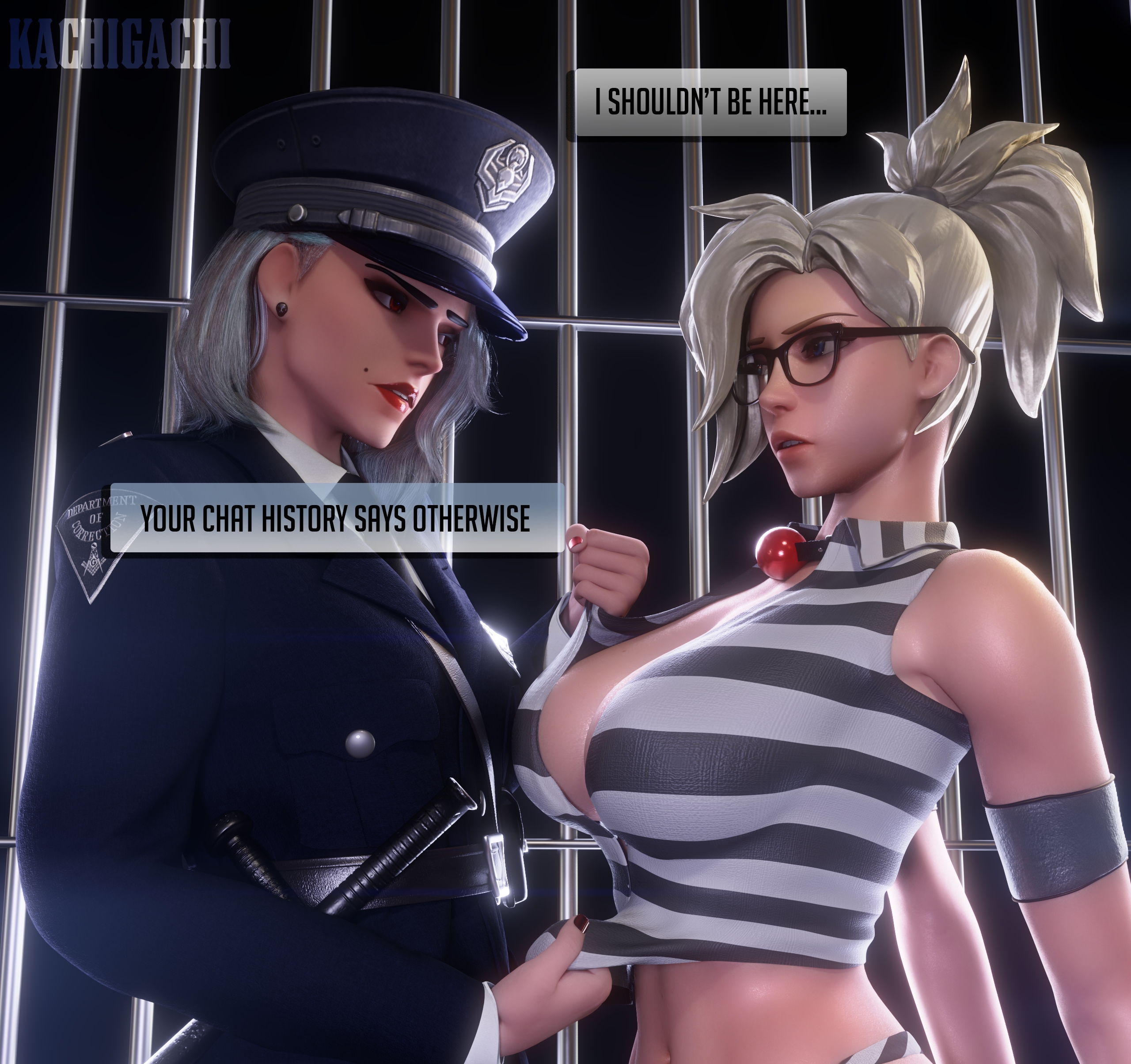 Mercy in jail Mercy Ashe Overwatch 3d Porn Bondage Bdsm Handcuff Police Prison Sexy Spanking Comic Panties Big Ass