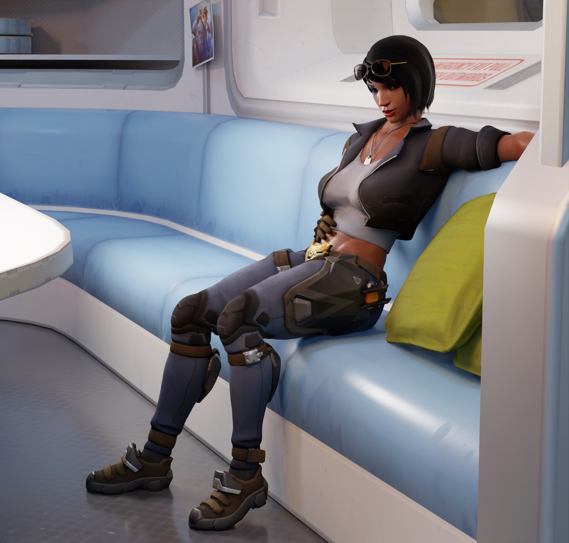 Pharah relaxing after long match Overwatch Pharah (overwatch) Nude Rule34
