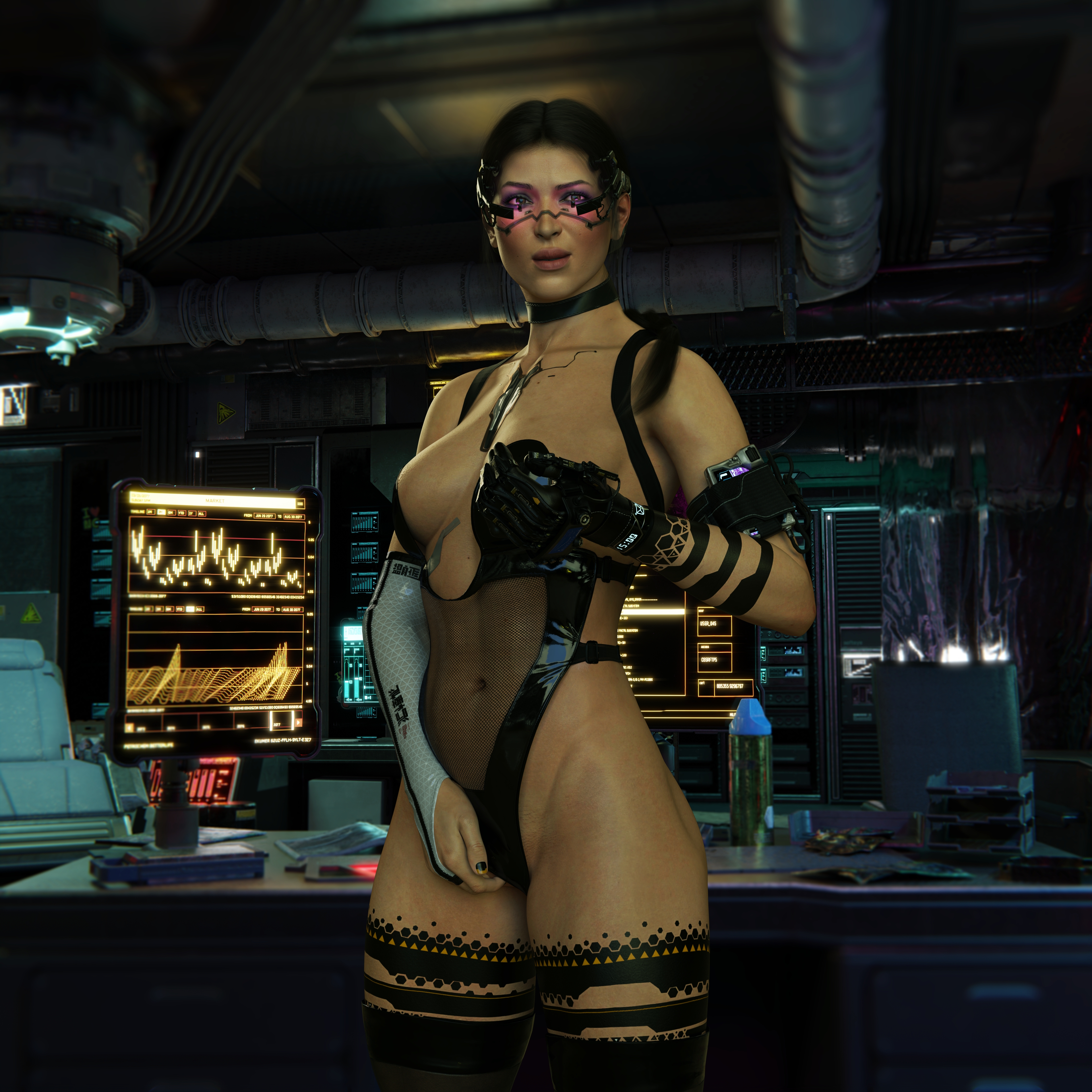 Lara and Valerie  Braindance party Lara Croft Cyberpunk 2077 Shaved Pussy