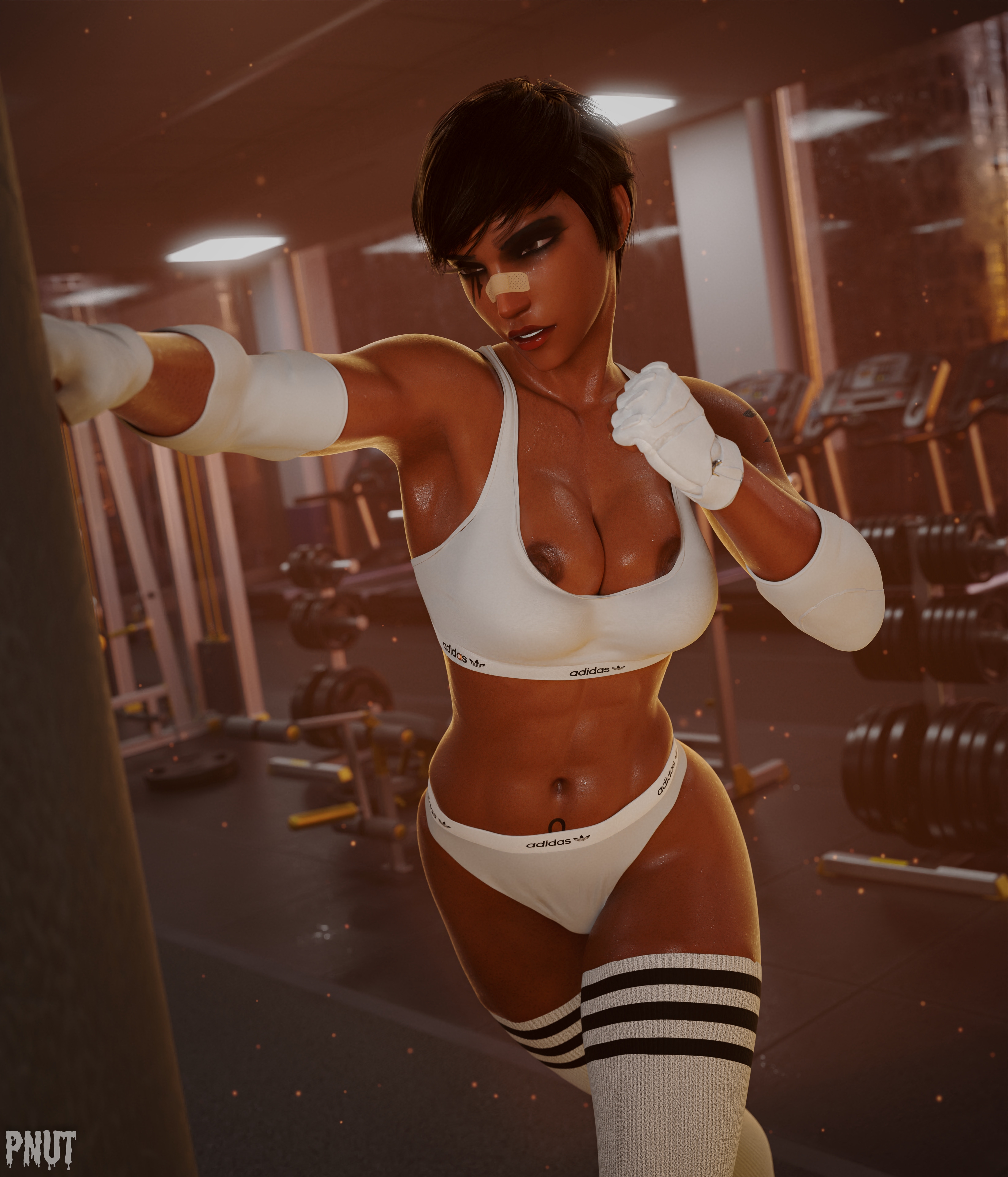 Pharah s late evening at the gym Overwatch Pharah Gym Workout Athletic Female