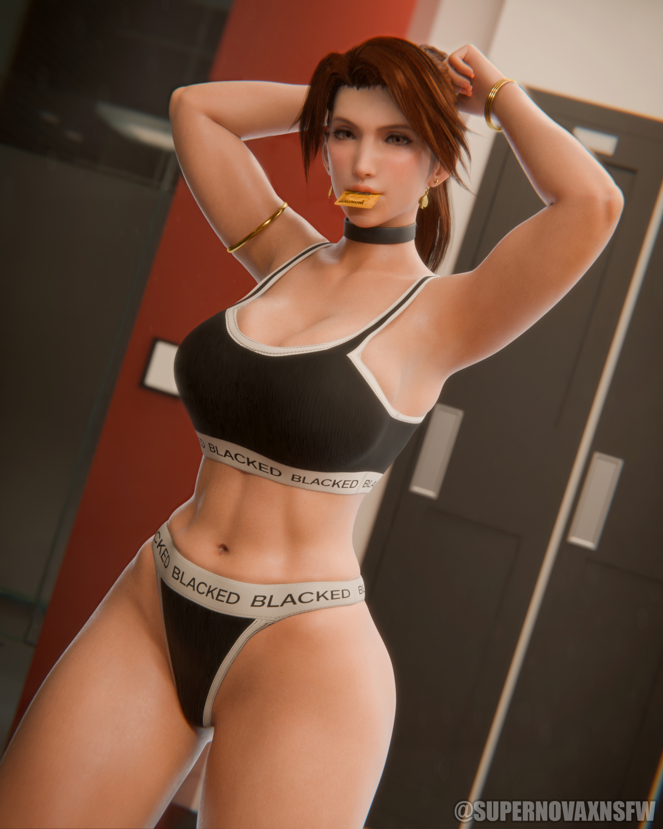 Ready for training! Jessie Rasberry Final Fantasy Final Fantasy 7 Remake Blacked Underwear Condom Fit Big Tits Big boobs Big Ass Abs Thick Thighs Voluptuous Collar Ponytail