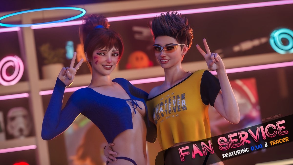 FAN SERVICE Render Set featuring DVa and Tracer D.va Tracer Overwatch Overwatch 2 Render Rule34 Nsfw