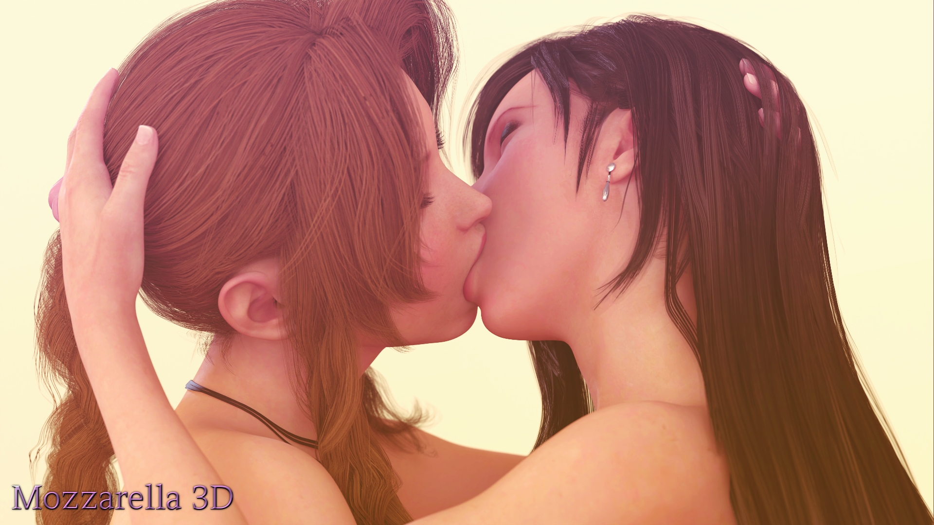 Aerith and Tifa - Futanari Love Aerith Gainsborough Tifa Lockhart Final Fantasy Futanari Futa On Female Big Tits Cum Kissing 4