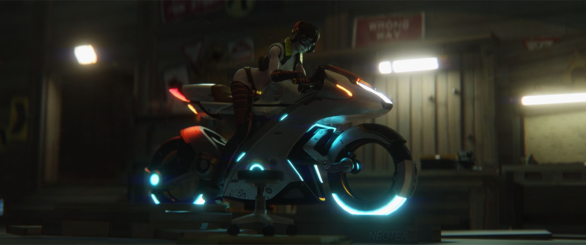dva lighting practice D.va Overwatch 1girl Pose Tease Motorcycle Pinup Small Ass Small Boobs Small Breasts