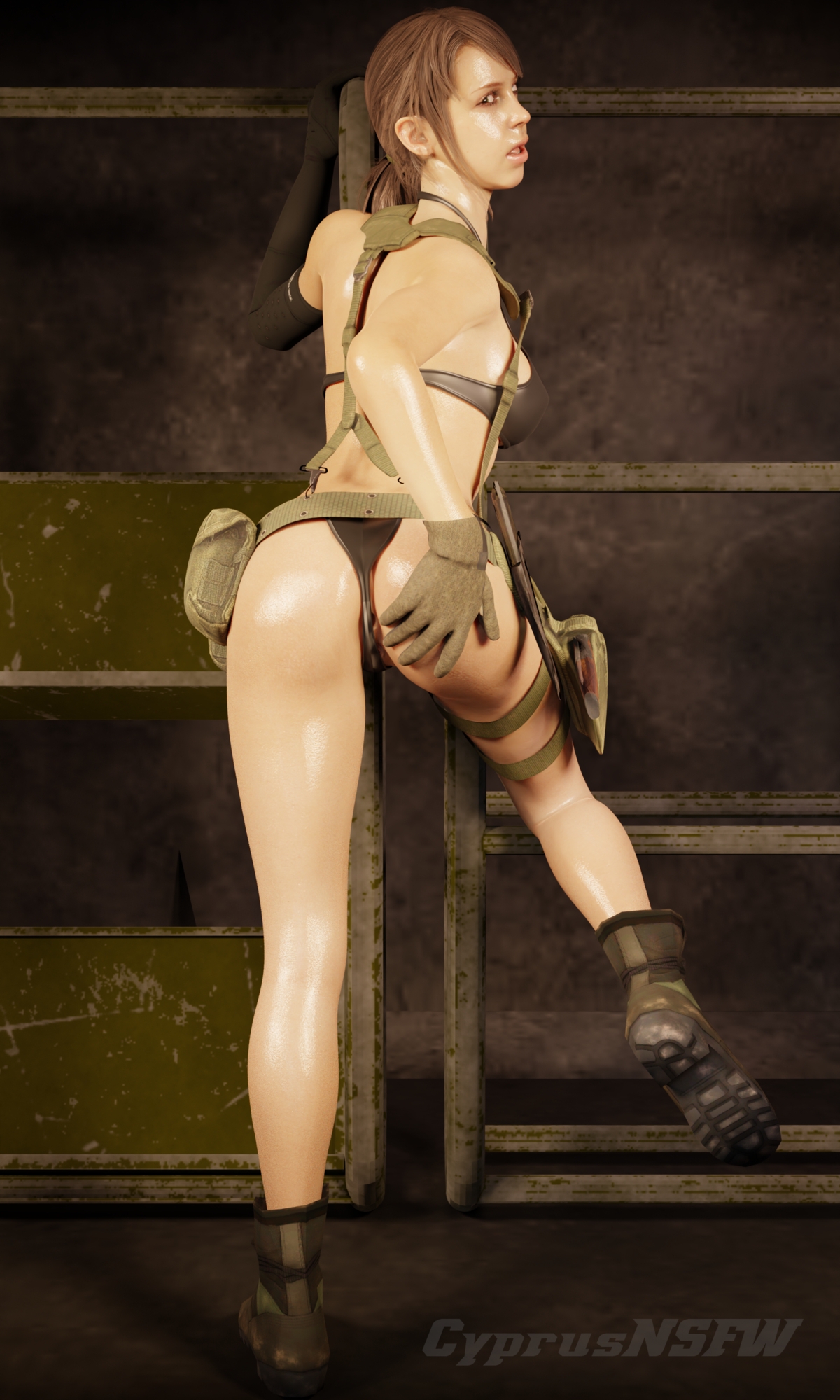 Quiet standing at attention for the boss Metal Gear Solid Quiet Futa Futa_only Futanari Partially_clothed Dickgirl Backsack Asshole Pussy Ass Spread Spread Legs Rear View Looking At Viewer Looking Back Looking Pleasured 4