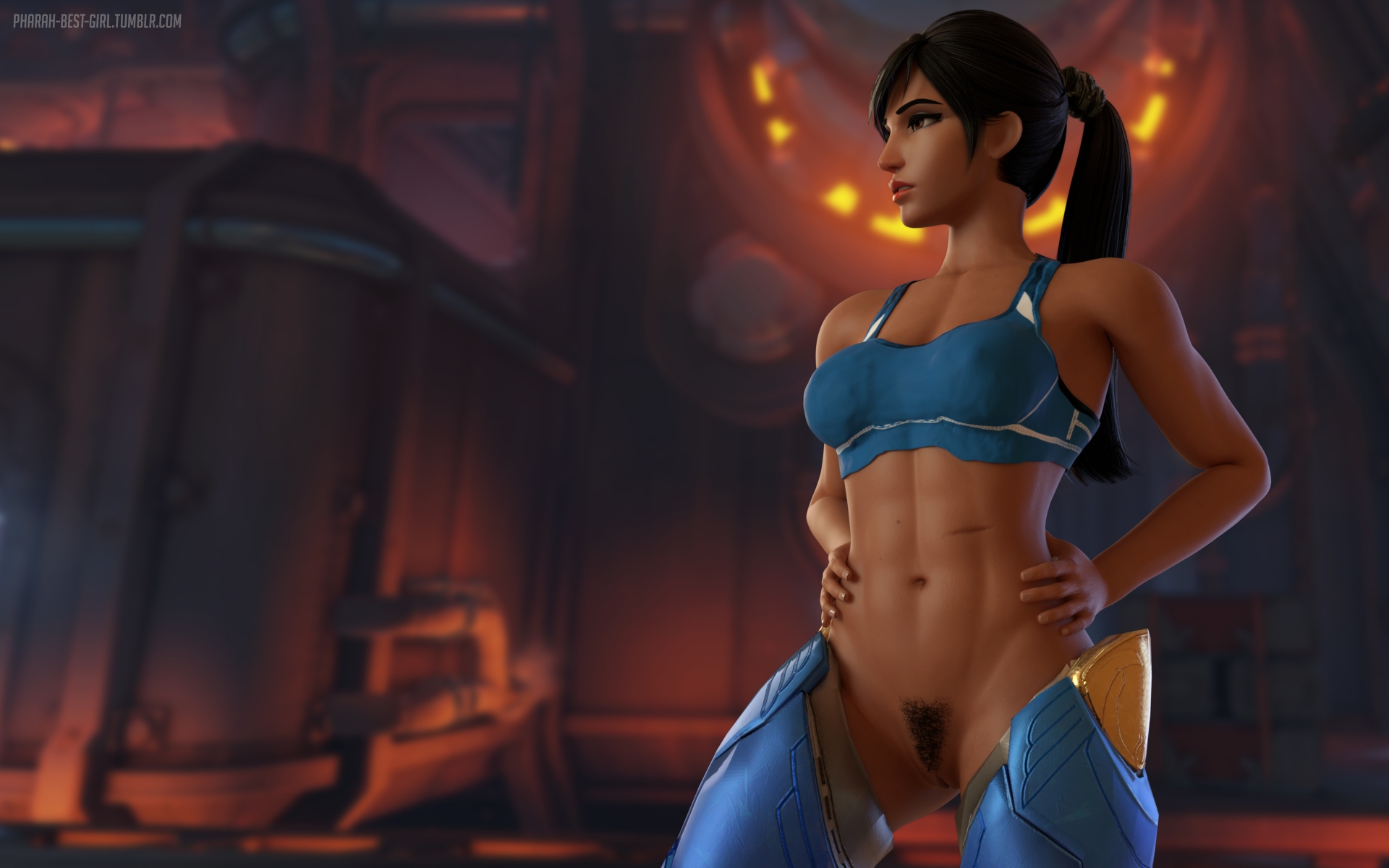 Wayching over king row Pharah Overwatch 3d Porn Sexy Nude Pussy