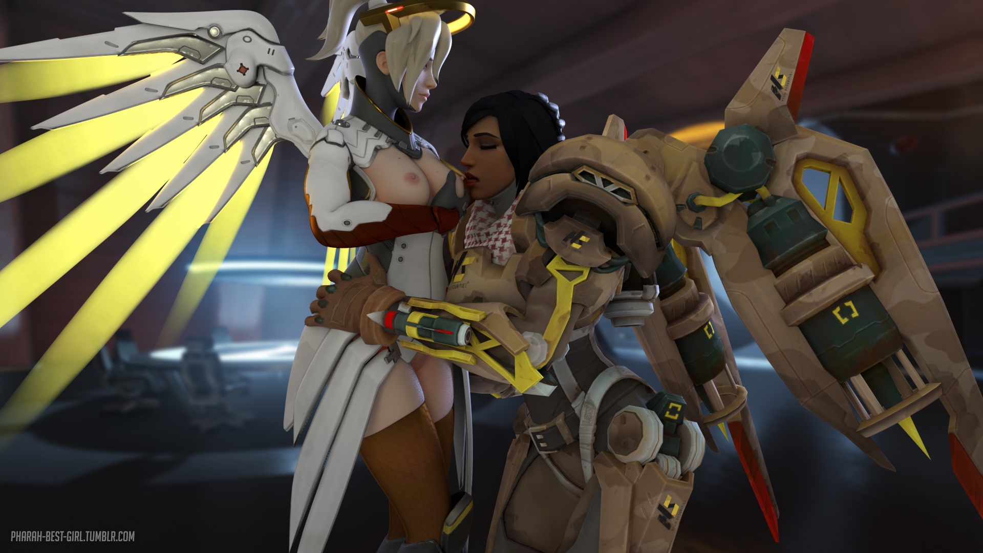 Thats a good girl Pharah Overwatch Mercy 3d Porn Sexy Nude Pussy Hairy Pussy Natural Boobs Lesbian