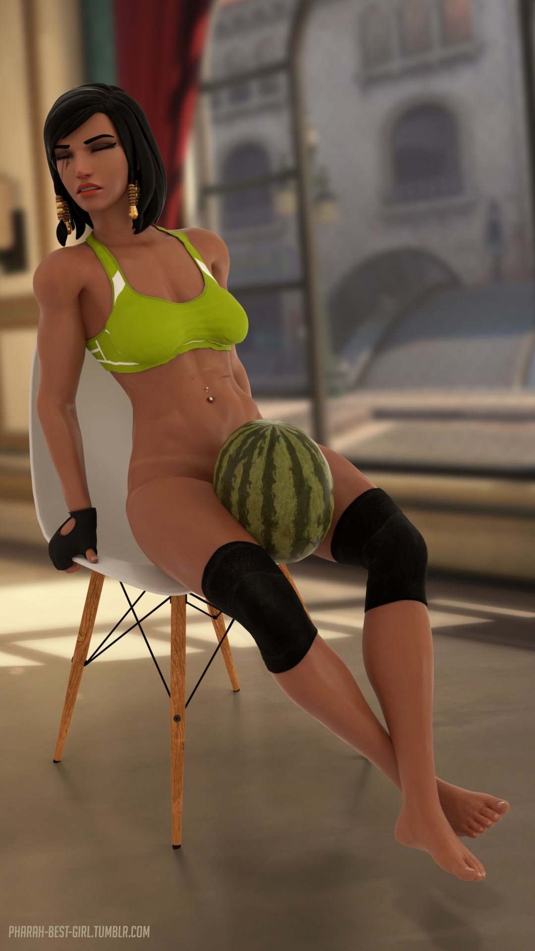 Watermelon buster Pharah Overwatch 3d Porn Sexy Nude Natural Boobs Pussy