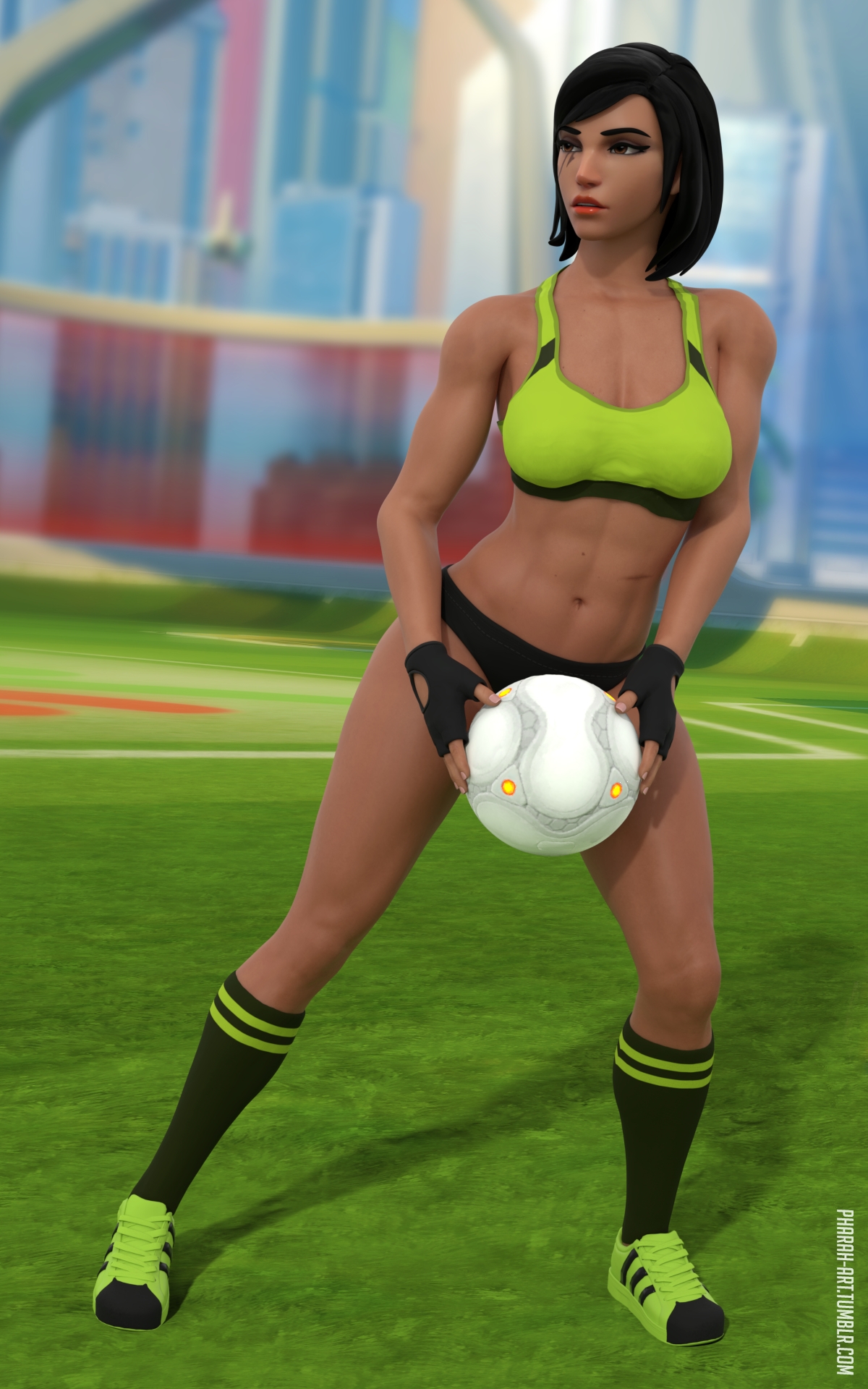 Goal keeper Pharah Overwatch 3d Porn Sexy Nude Natural Boobs Tits