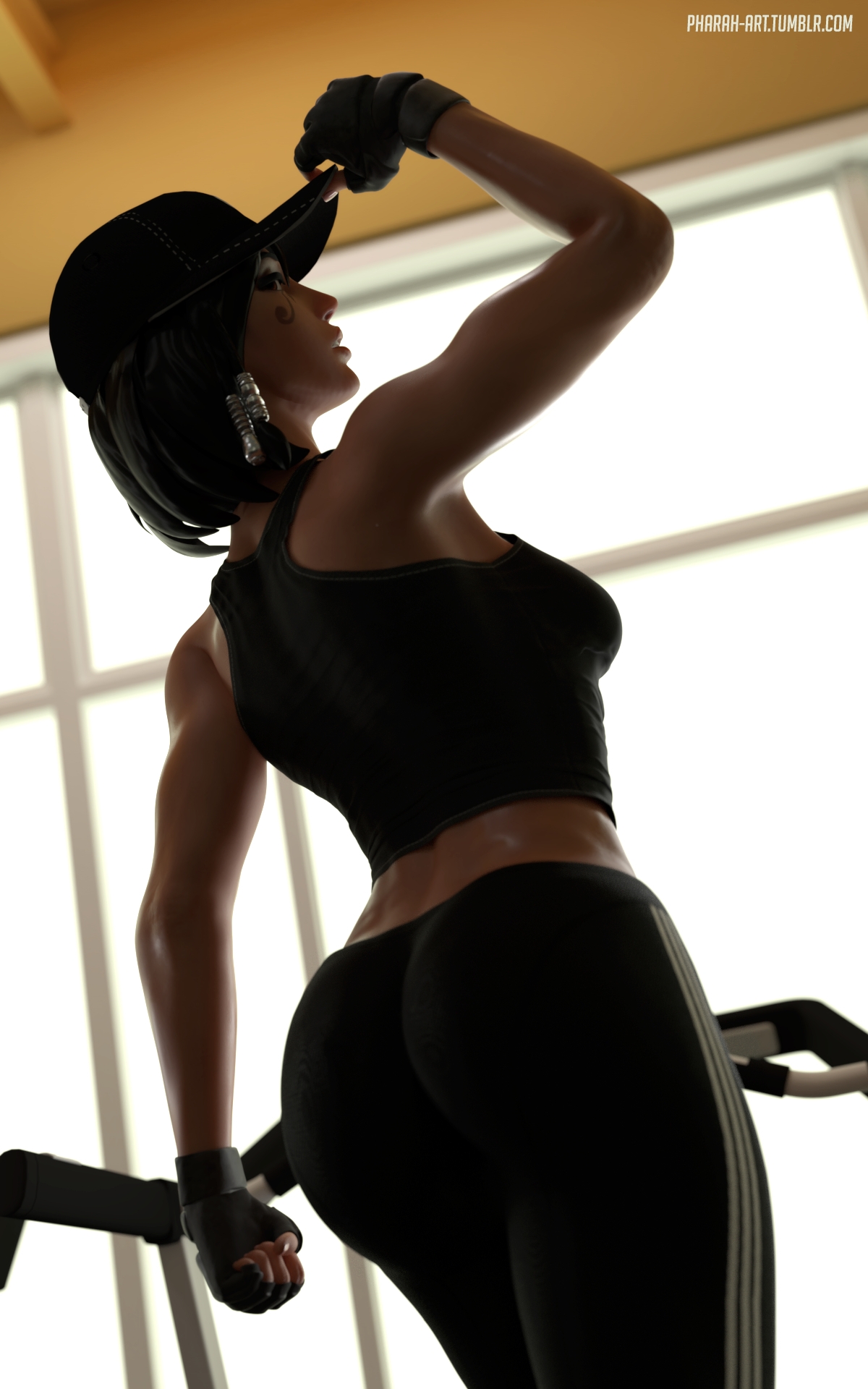 At the gym Pharah Overwatch 3d Porn Sexy Nude Natural Boobs Tits Booty Ass