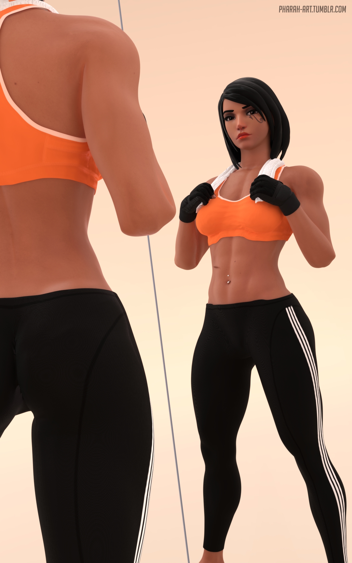 Post workout Pharah Overwatch 3d Porn Sexy Nude Natural Boobs Tits Pussy Hairy Pussy Pubic Hair Ass Big Booty