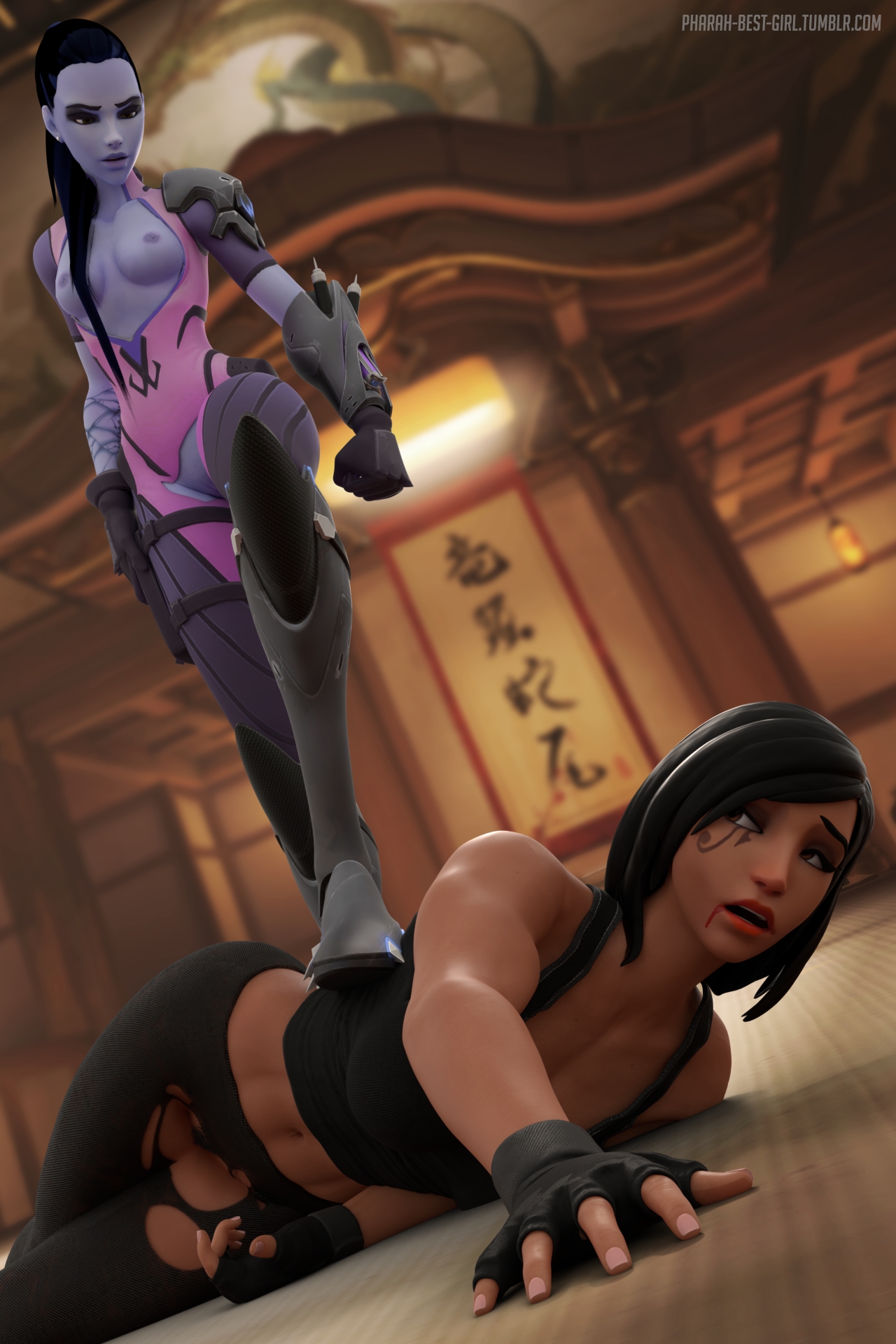 Defeated Pharah Overwatch Widowmaker 3d Porn Sexy Nude Natural Boobs Lesbian Forced Oral Eating Ass
