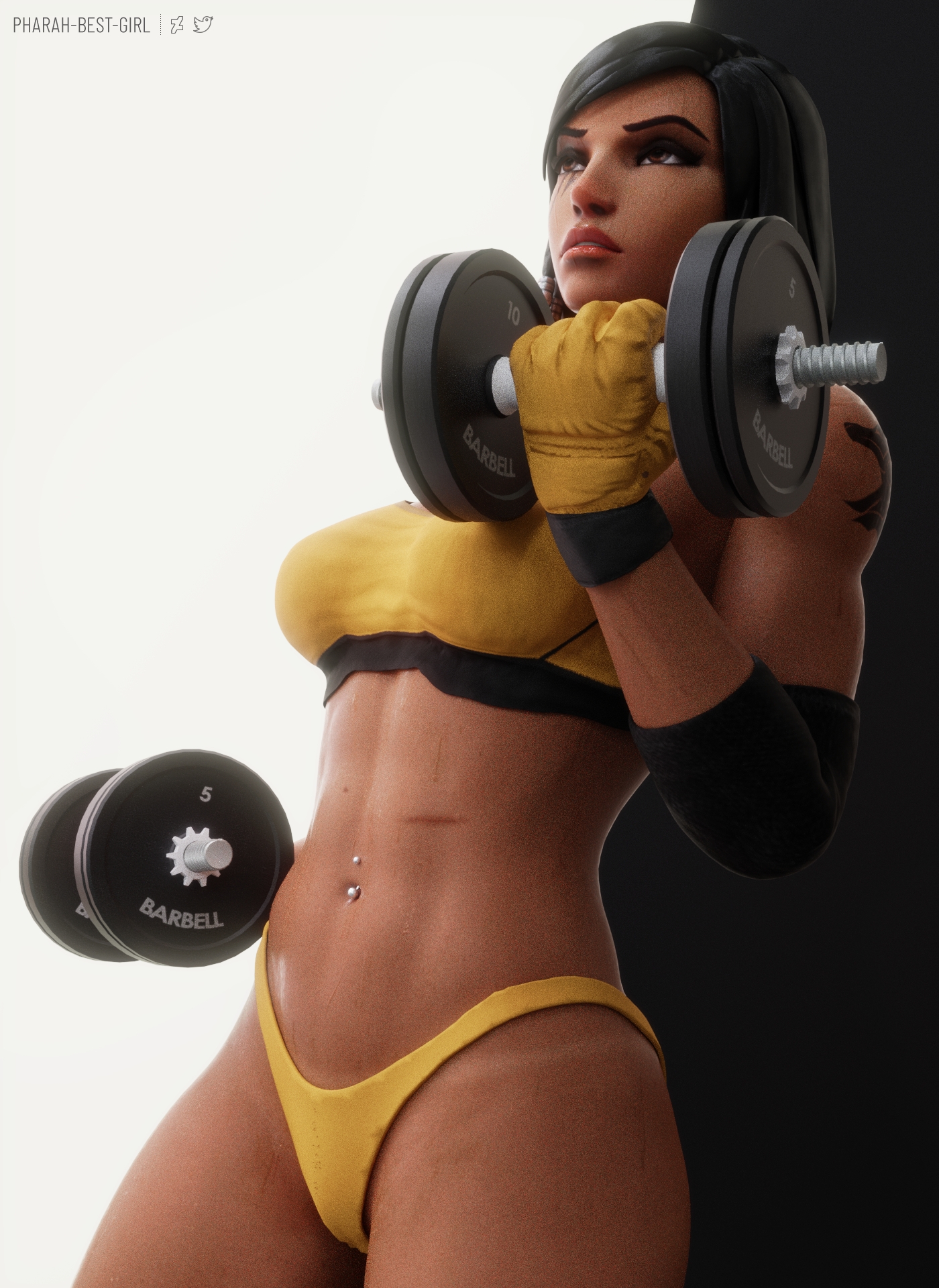 Workout bitch Pharah Overwatch 3d Porn Sexy Nude Naked Natural Boobs Natural Tits Hairy Pussy Pubic Hair Gym Muscular Girl 2