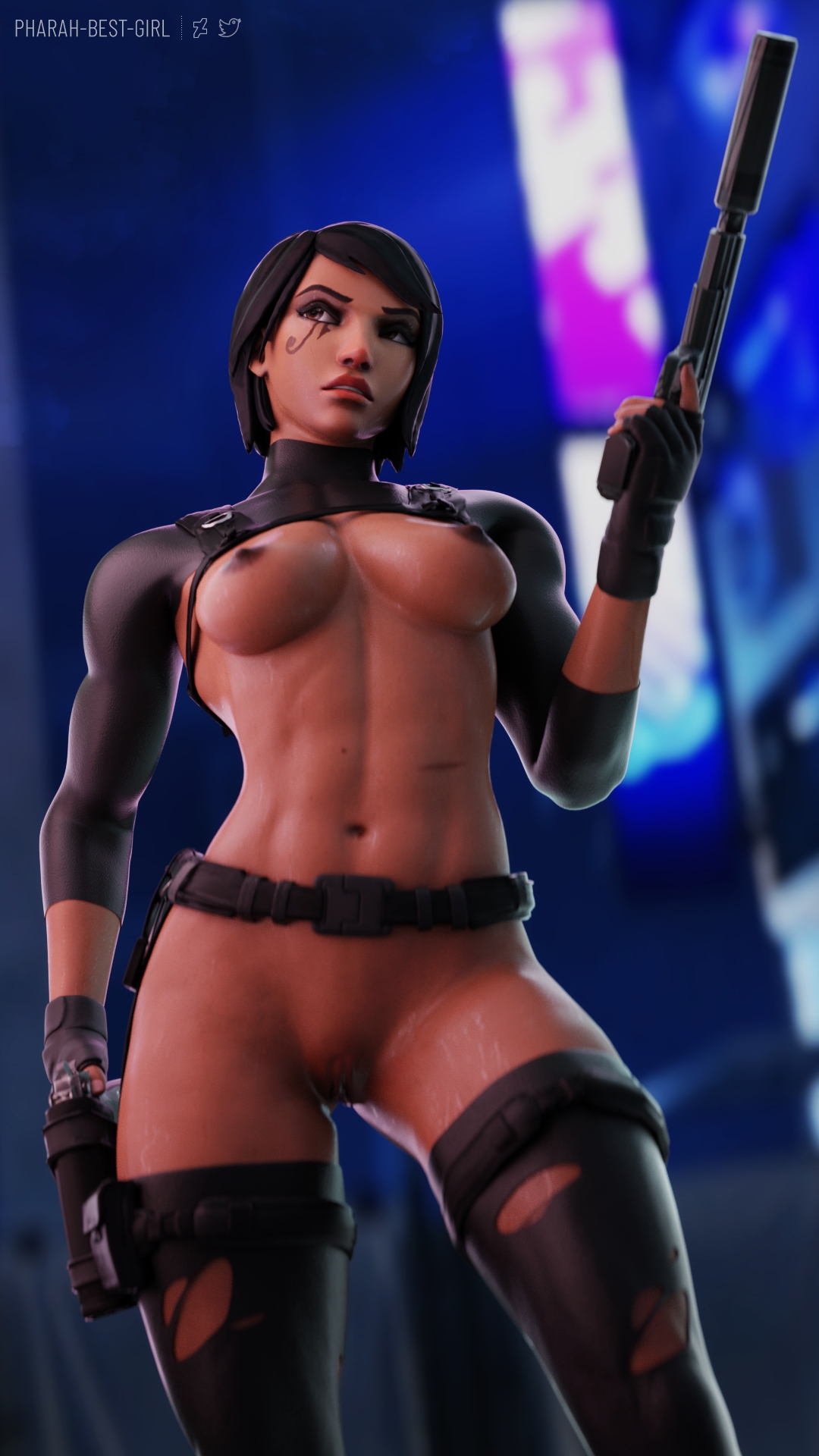 Pin up 81 Pharah Overwatch 3d Porn Sexy Nude Natural Boobs Natural Tits Pubic Hair Hairy Pussy Weapon