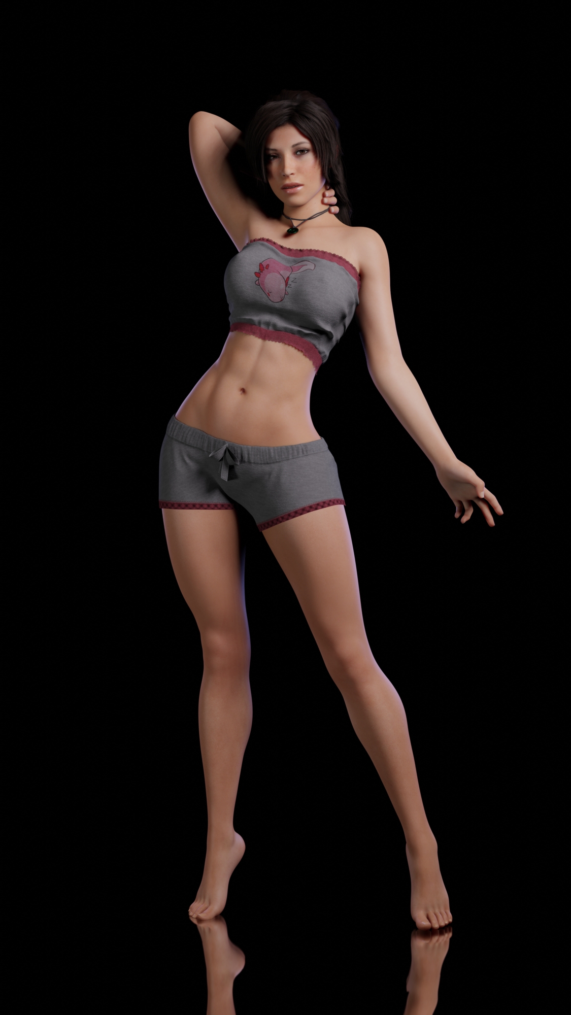 Lara pose 1 Lara Croft Tomb Raider 3d Porn Natural Tits Abs Nude Sexy Pink Nipples Lingerie Swimsuit