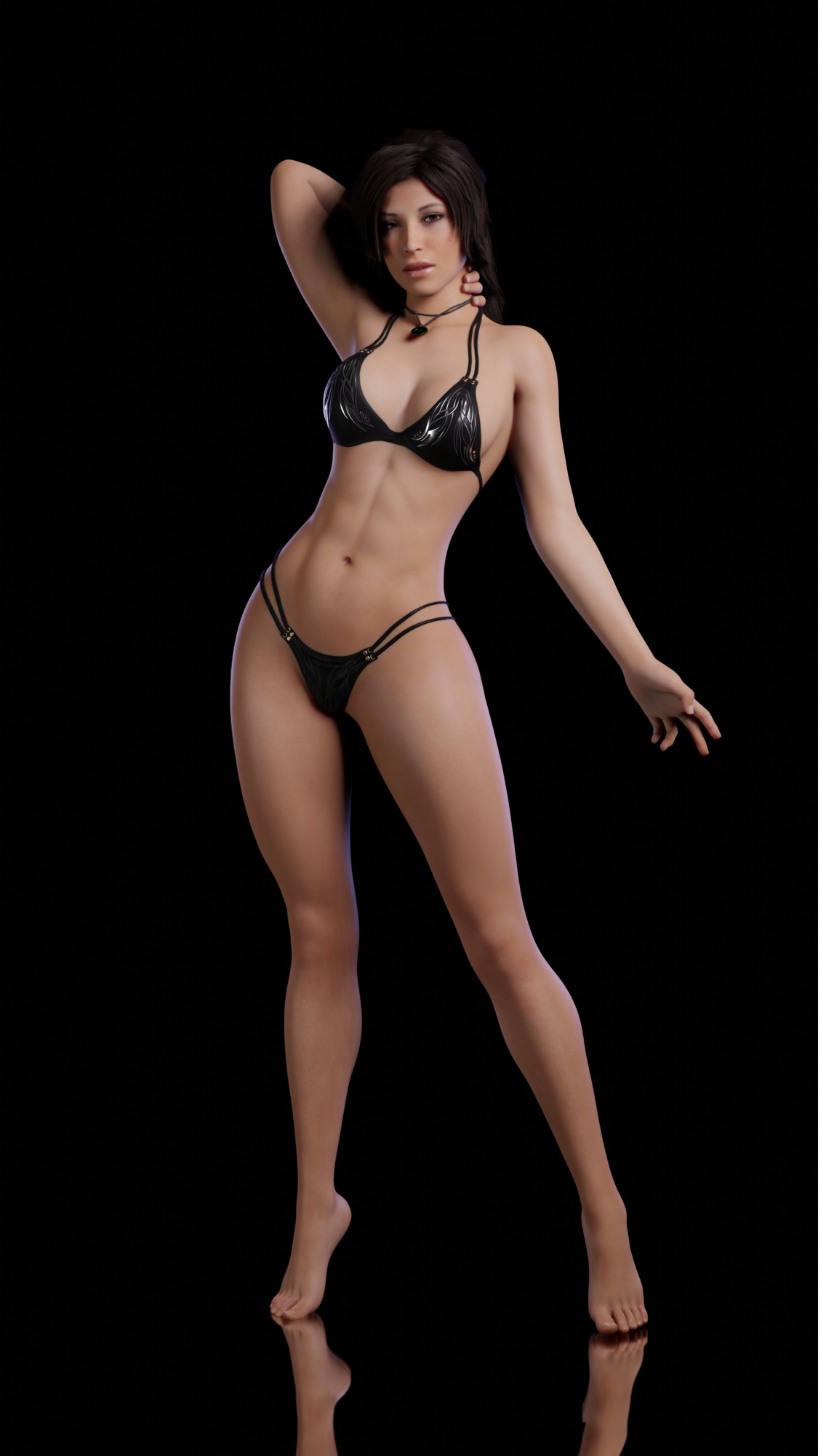 Lara pose 1 Lara Croft Tomb Raider 3d Porn Natural Tits Abs Nude Sexy Pink Nipples Lingerie Swimsuit 5