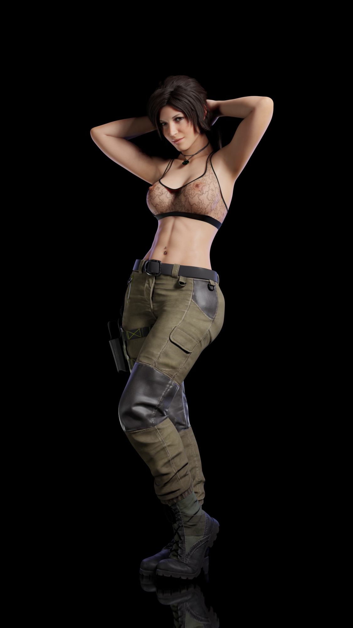 Lara pose 2 Lara Croft Tomb Raider 3d Porn Natural Tits Abs Nude Sexy Pink Nipples Lingerie Swimsuit