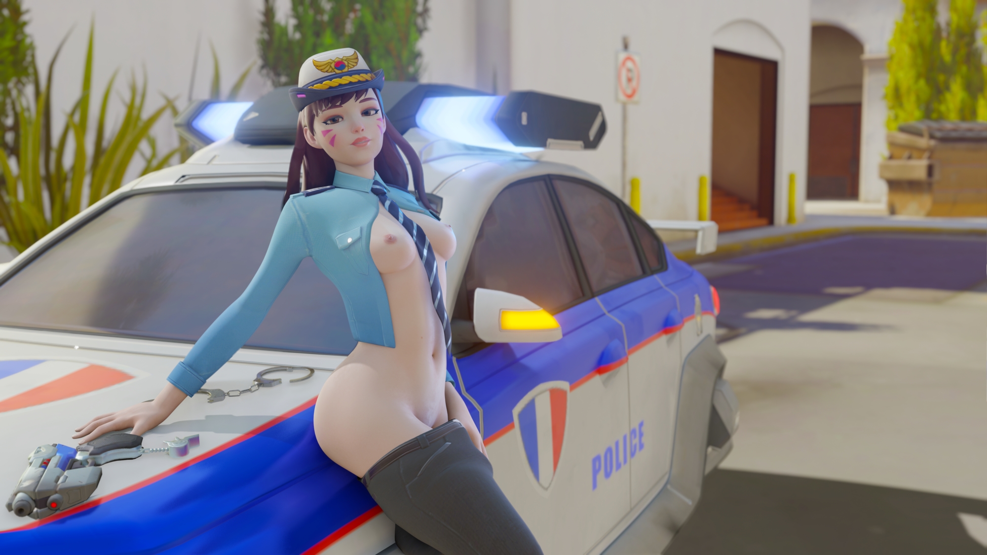 D.va Police Car Overwatch D.va Tits Small Tits