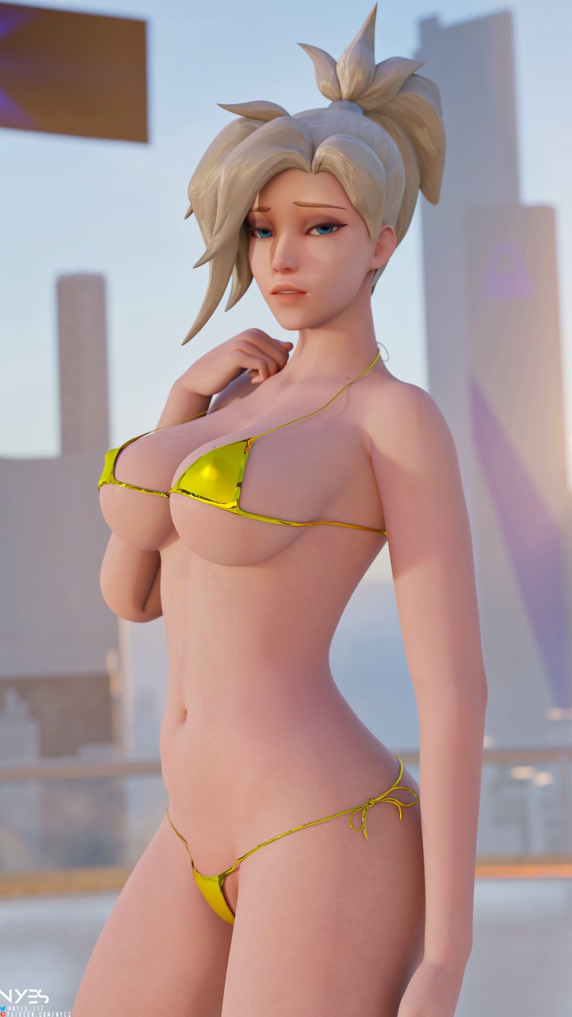 Mercy Pose 8.1 Final Overwatch Mercy 3d Porn 3d Girl Nsfw Porn Swimsuit Sexy Looking At Viewer