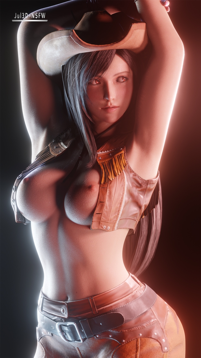 Tifa Cowgirl sexy outfit Final Fantasy Tifa Lockhart Final Fantasy Sexy Outfit Hot Big Tits Big Breasts Nude Naked Posing