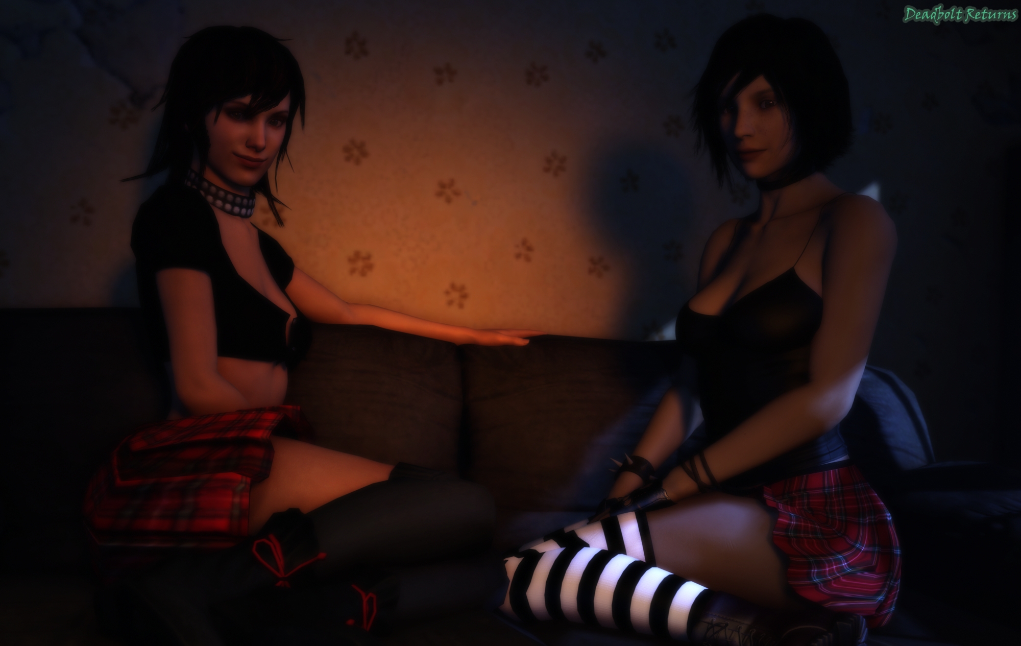 Goth Heather and Emo Zoey Heather Mason Silent Hill Silent Hill 3 Zoey Left 4 Dead Left 4 Dead 2 L4d L4d2 Sfm Source Filmmaker 3d Girl Pinup Lesbian