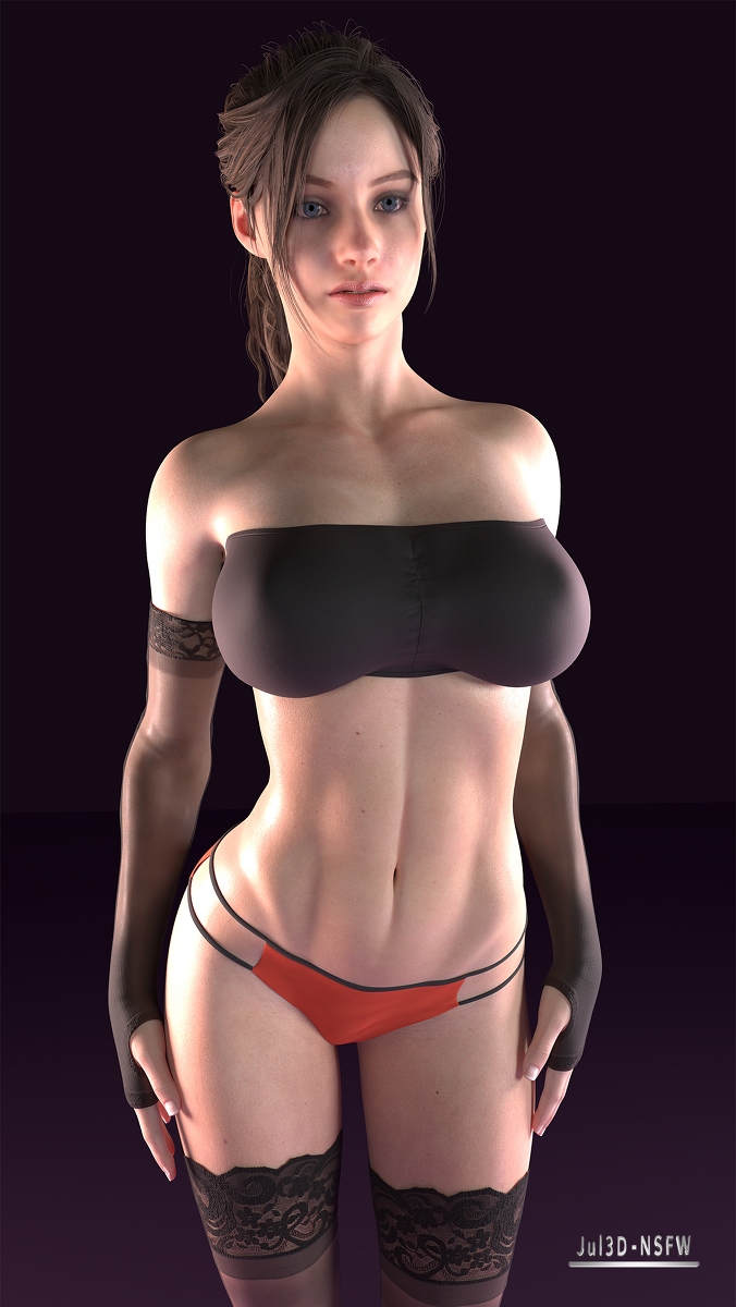 Claire Redfield Slim body sexy naked Resident Evil 2 Claire Redfield Resident Evil 2 Naked Nude Sexy Lingerie Fishnet Stockings Big Tits Big Breasts 2