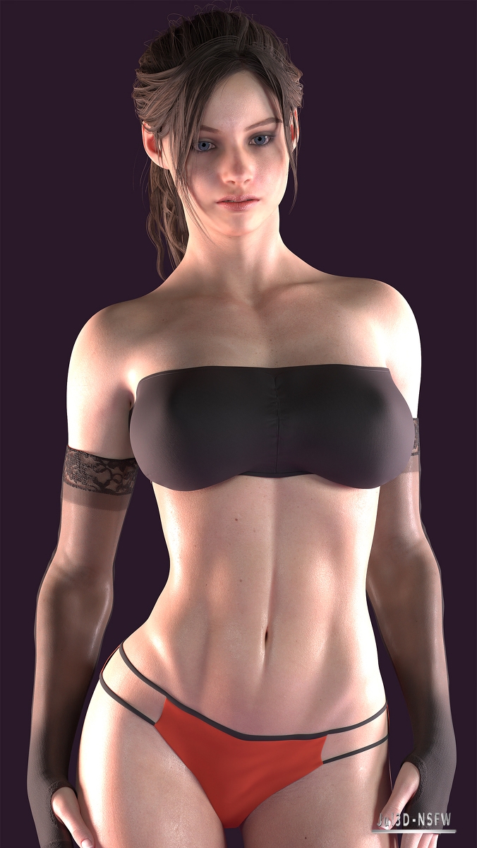 Claire Redfield Slim body sexy naked Resident Evil 2 Claire Redfield Resident Evil 2 Naked Nude Sexy Lingerie Fishnet Stockings Big Tits Big Breasts 4