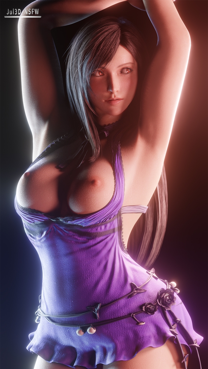 Tifa Lockhart sexy poses hand up variations Final Fantasy Tifa Lockhart Final Fantasy Sexy Outfit Lingerie Big Tits Big Breasts Hot Nude Naked Perfect Body Posing 9