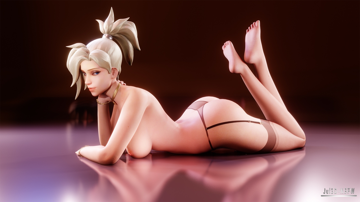 Mercy sexy ass and red lingerie Overwatch Mercy Overwatch Big Ass Big Booty Ass Videogame Blonde Hot Sexy Posing Lingerie Fishnet Stockings 7