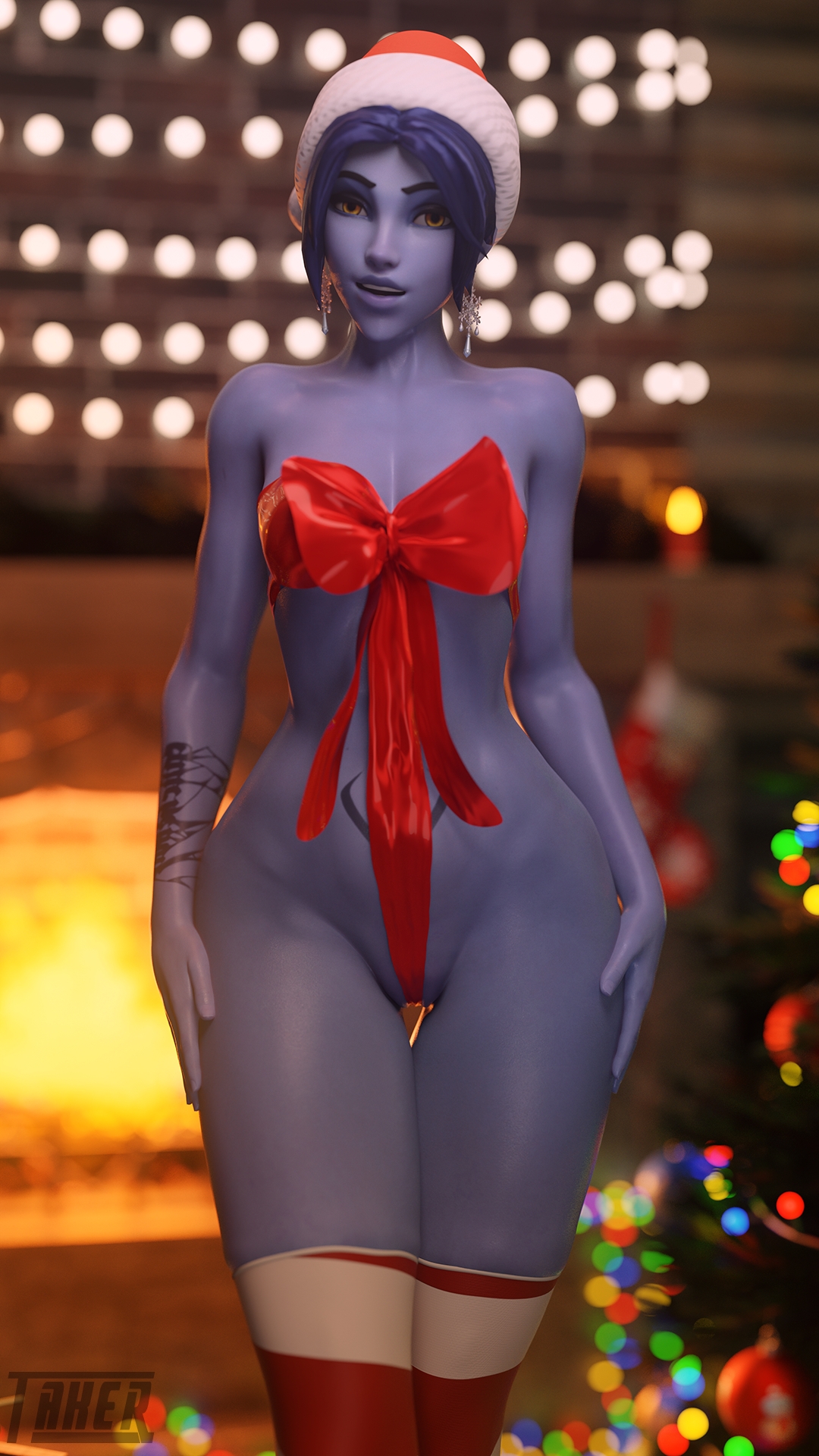 Christmas incoming! Widowmaker Overwatch 3d Porn 3d Girl Nsfw Sexy Christmas Naked Nude Pussy Natural Tits
