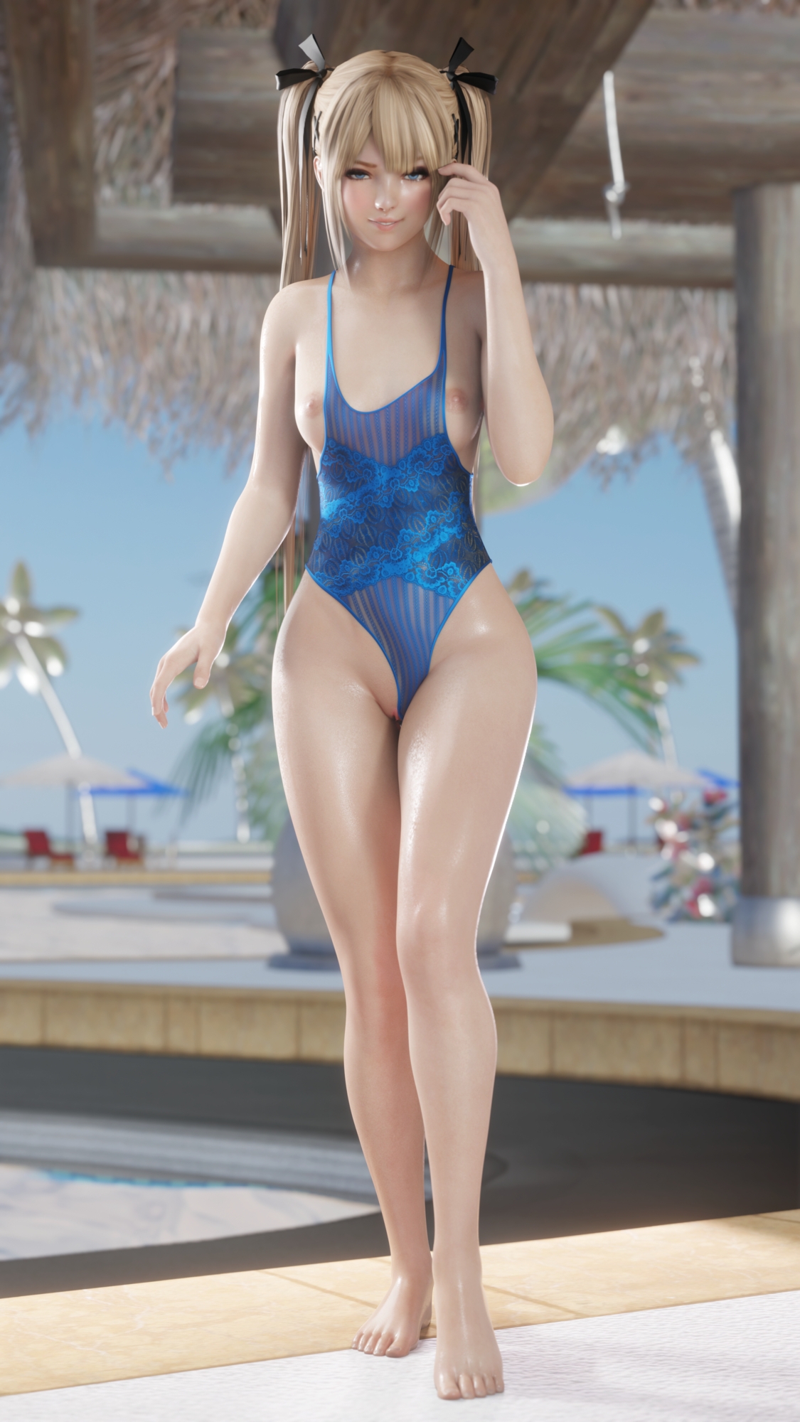 Marie Rose at the pool. Marie Rose Dead Or Alive Looking At Viewer Sexy Posing
