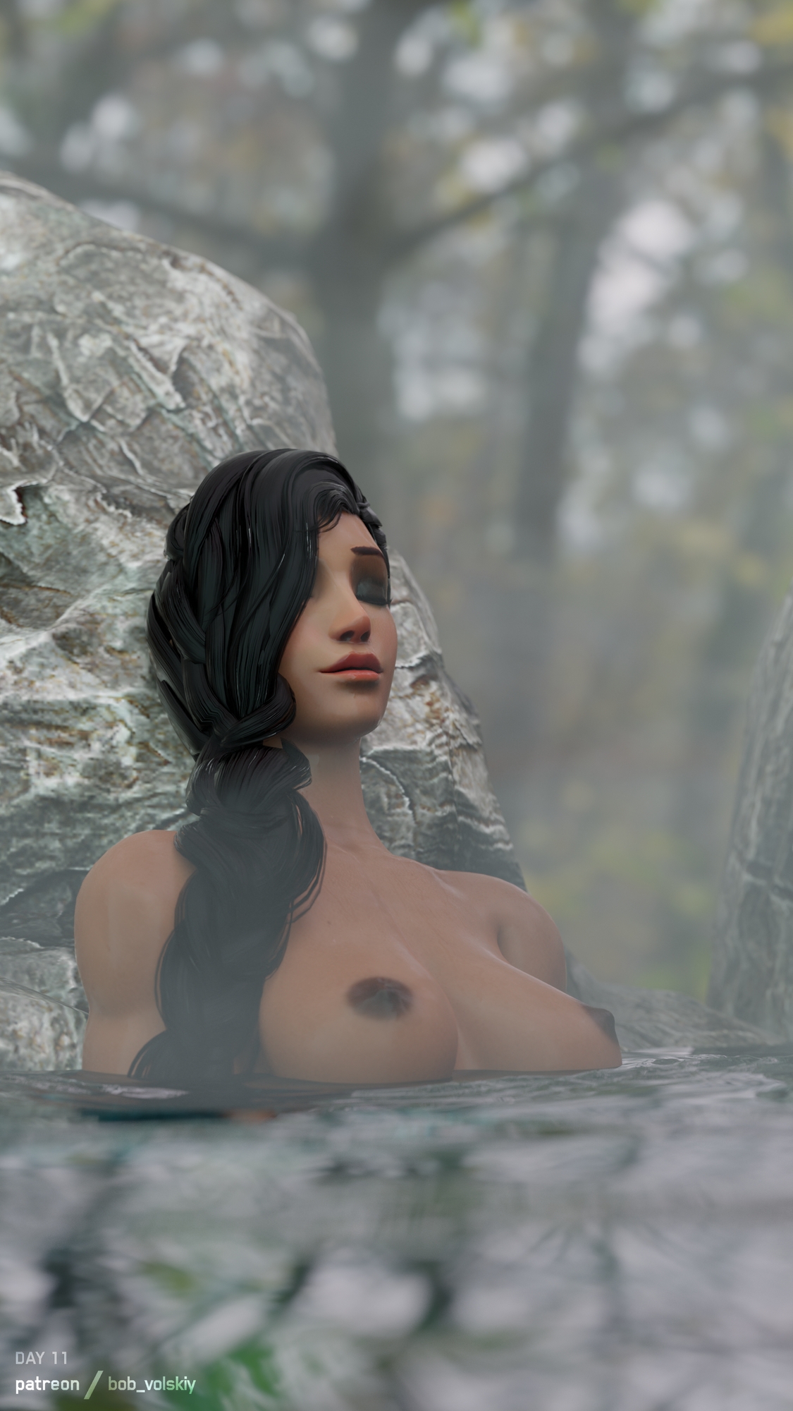 Pharah in the hot spring Pharah Pharah (overwatch) Overwatch Natural Tits Natural Boobs 1girl Game Videogame