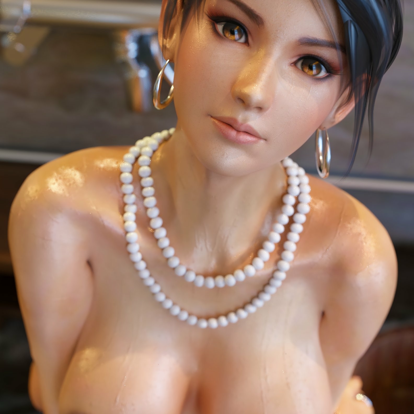 Momiji fluffy foam Dead Or Alive Momiji 3d Girl 3d Porn Sexy Natural Boobs Shower Nipples Naked Nude Looking At Viewer Shy 3