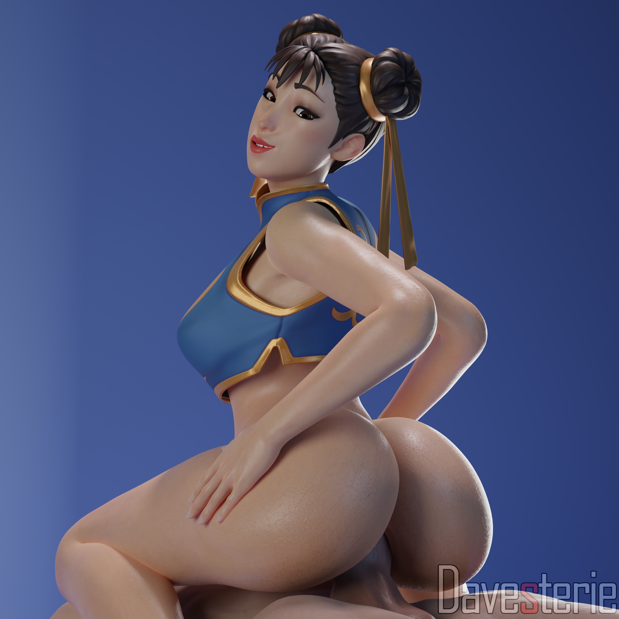 Chun-Li Working up a sweat Chun Li Street Fighter Sex Cowgirl Looking Back Nude Partially_nude 2