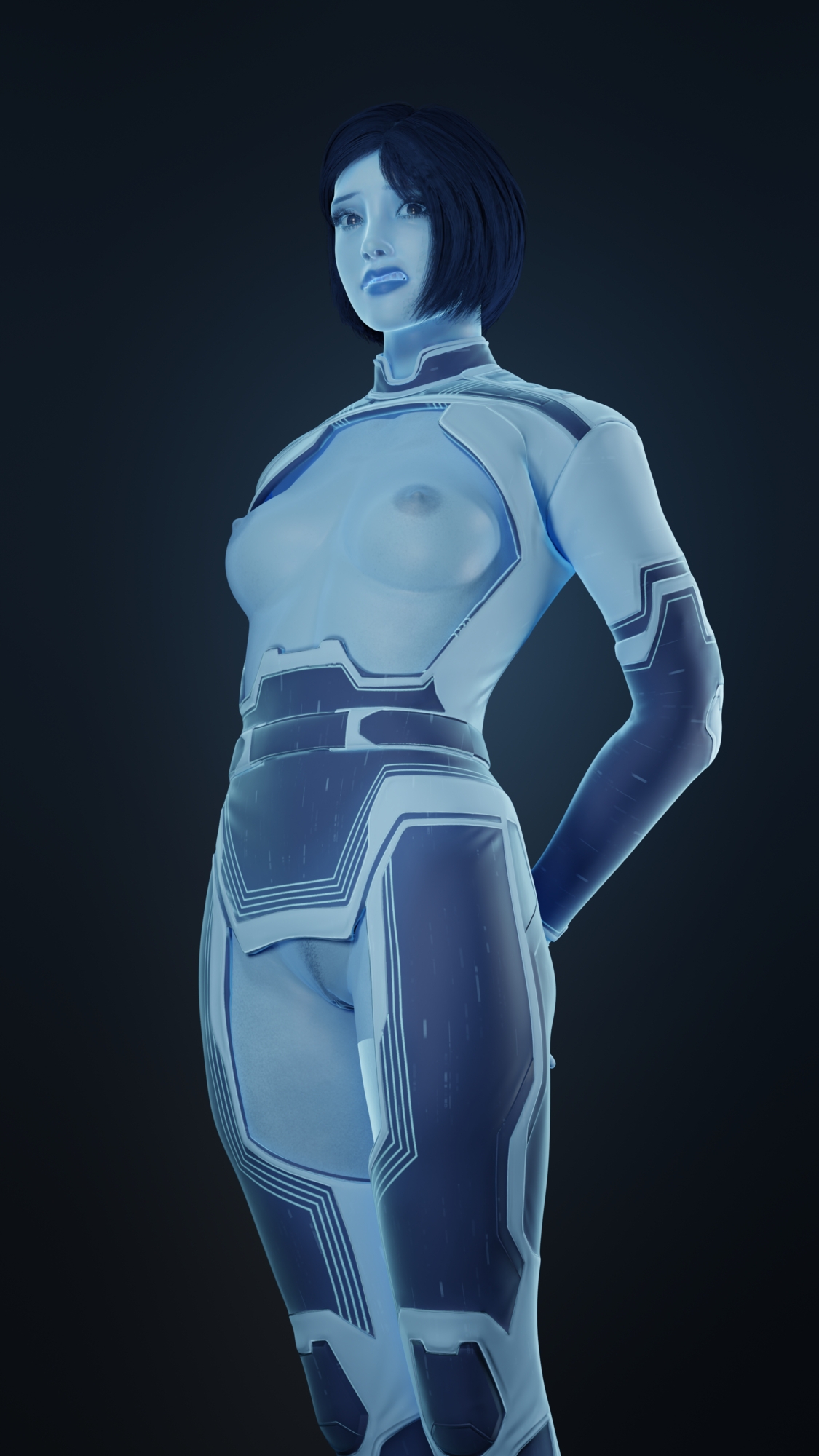 The Weapon Halo Halo Infinite The Weapon Clothing Clothed Partially_clothed Nude Nudes Blue Hair Blue Eyes Blue Skin Boobs Nsfw Videogame 3d Girl Naked Rule34 2