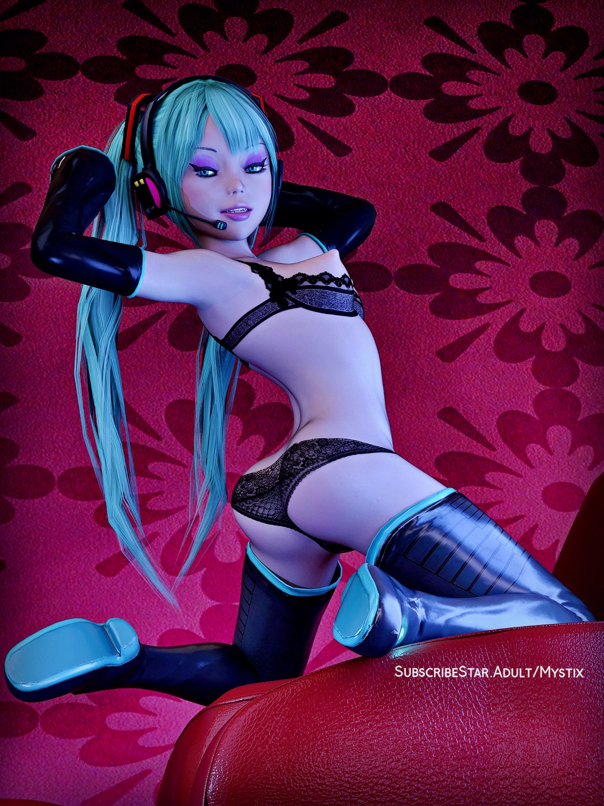 Miku with Love Miku Pinup Lingerie Boots Pretty