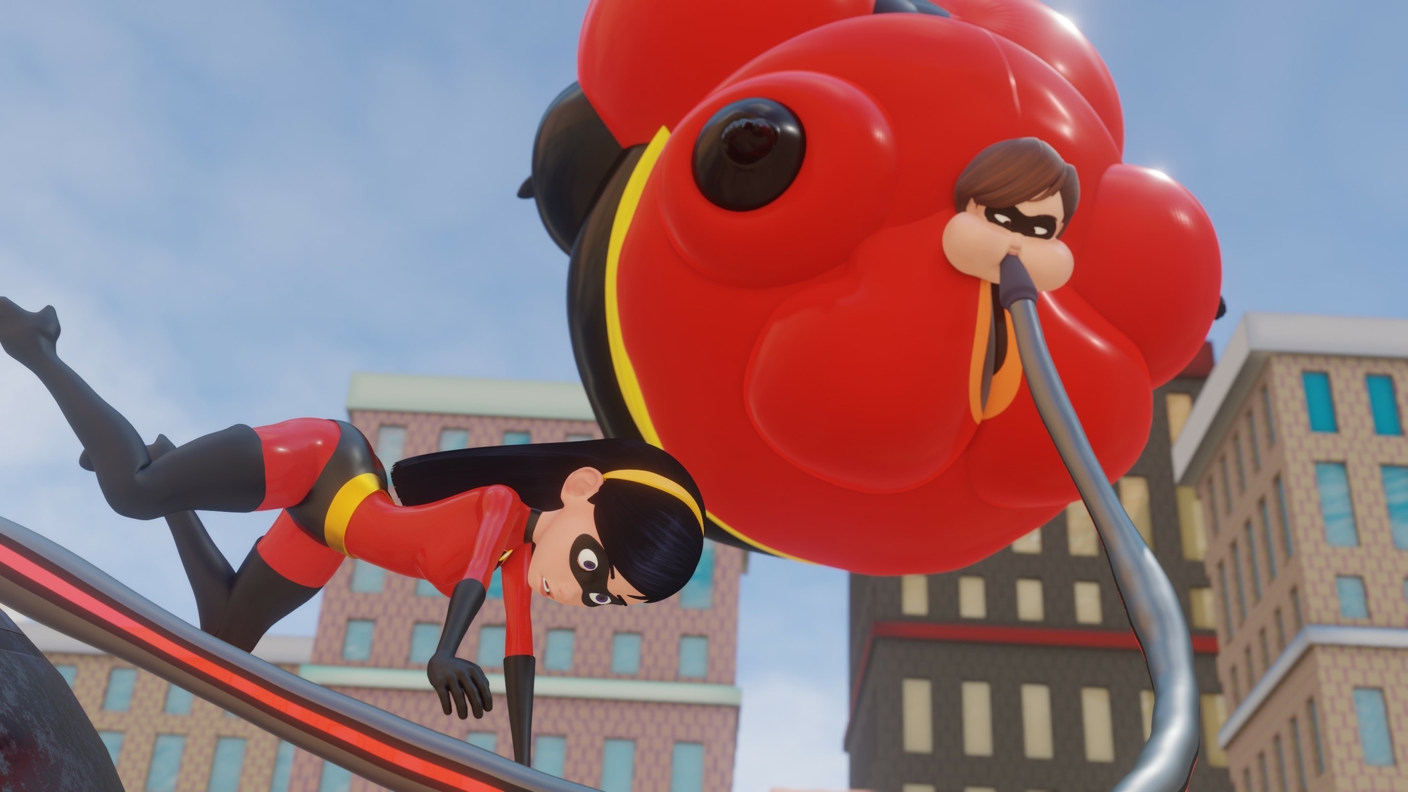Elastigirl and Violet save the day! The Incredibles Helen Parr Inflation Fetish Breast Expansion Big Breasts Body Inflation Bbw 3