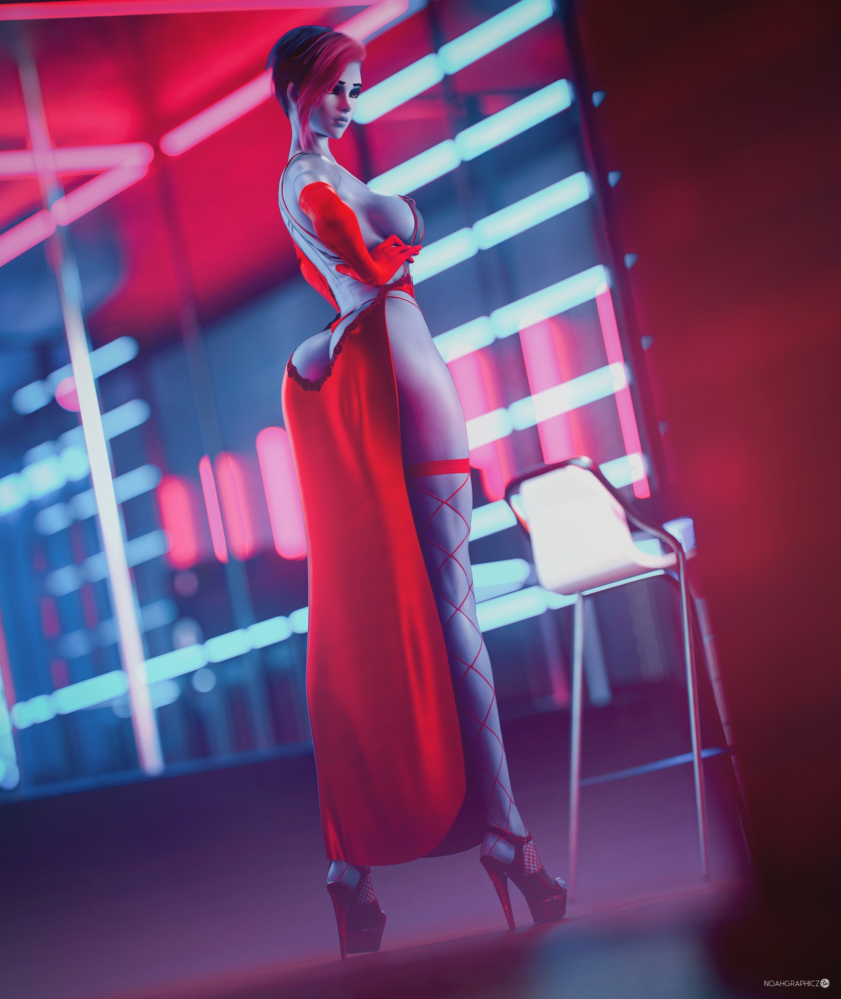 invite her to dance Widowmaker Overwatch Dress Long Legs High Heels Big Booty Booty Sexy Outfit 3d Girl