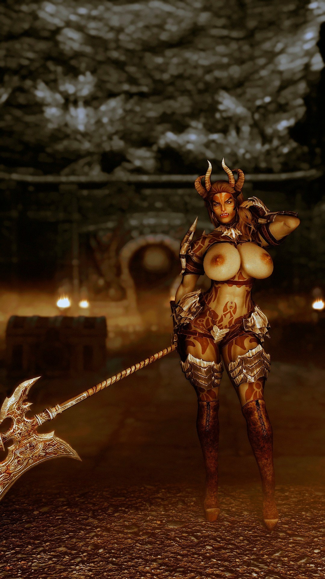 Sexy Orc with big tits - Skyrim Porn modding Skyrim 3d Porn Viking Big Tits Big Breasts Orc Monster Monstergirl Horns Demon Videogame 2