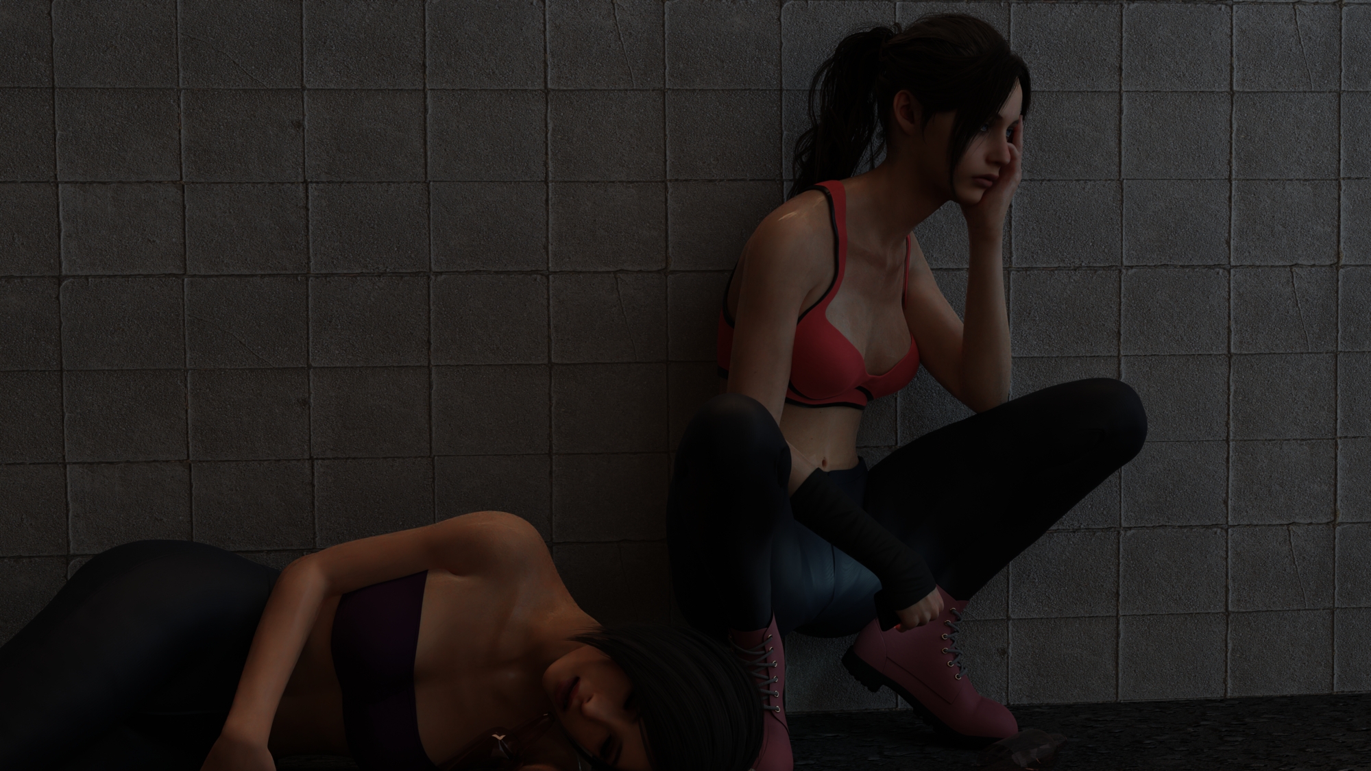 after gym and drink Claire stuck on the street with drunk Ada Claire Redfield Ada Wong Resident Evil Resident Evil 2 