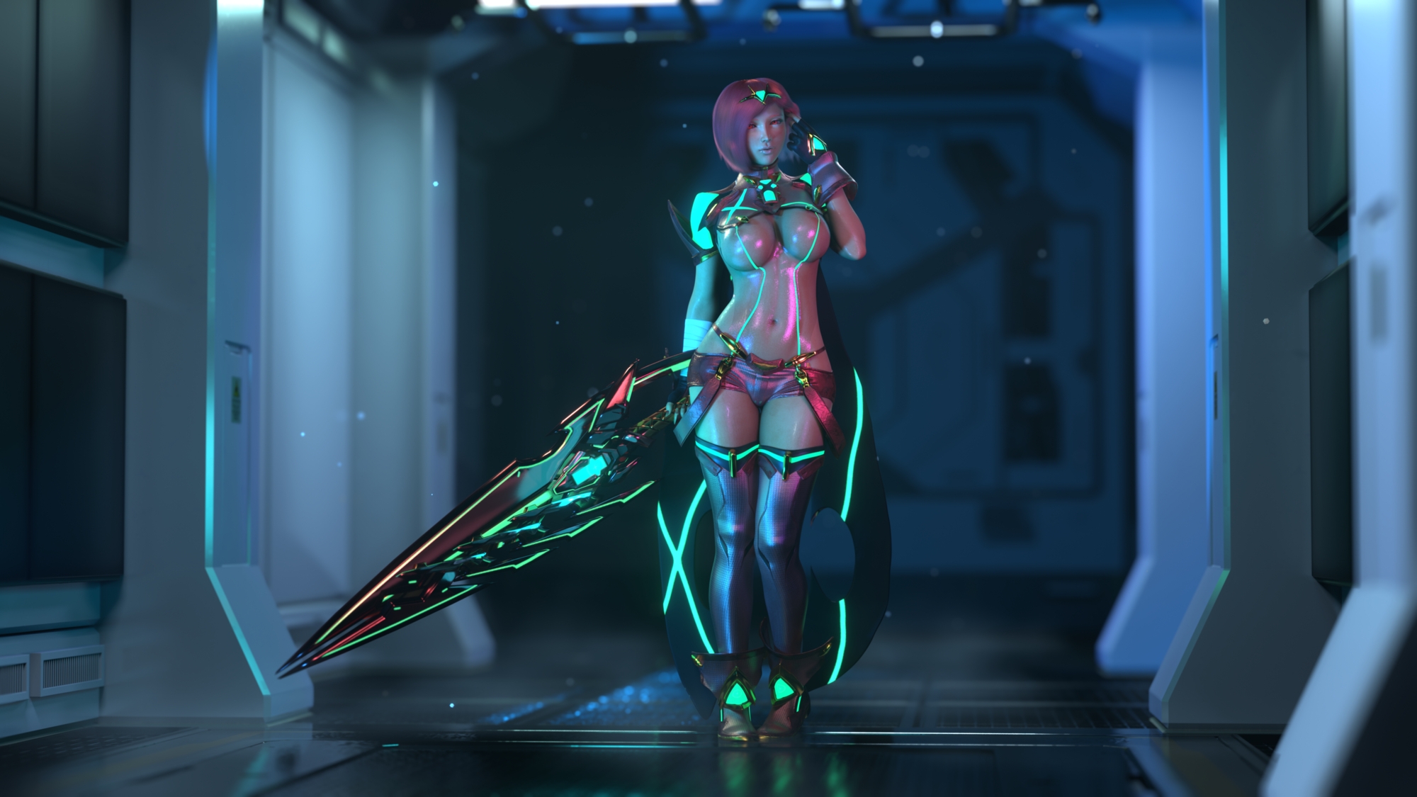 Pyra and Mythra in Lab Pyra Mythra Xenoblade Chronicles 2 3d Girl Sexy Nude Bubble Butt Big Tits Curvy Pubic Hair Thick Thighs 5