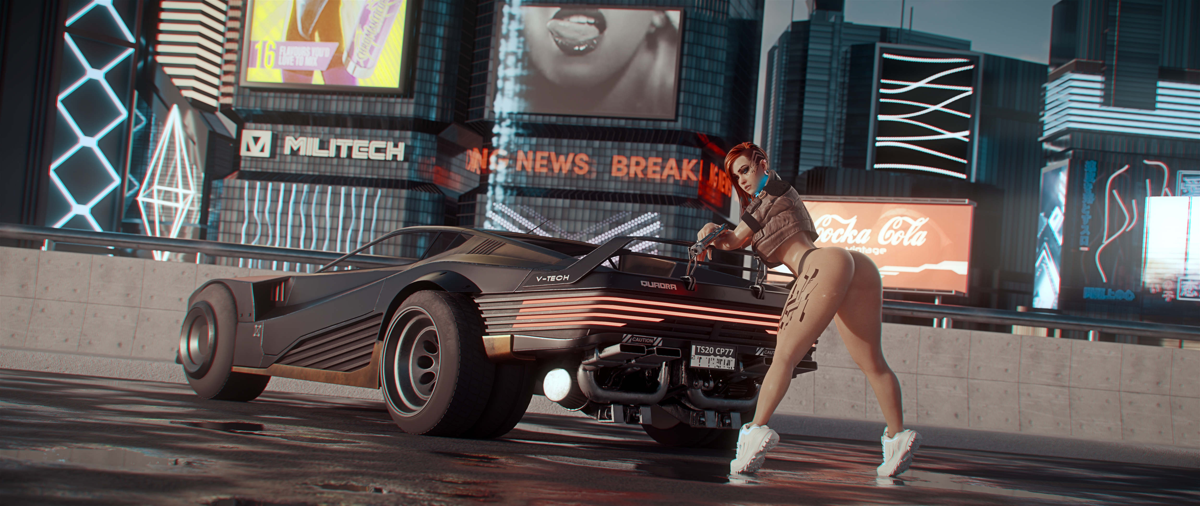 Cyberpunk x Power Girl 🍑 Cyberpunk2077 Power Girl Injustice Nsfw Videogame Sexy Big Booty Big Ass Car 3d Girl