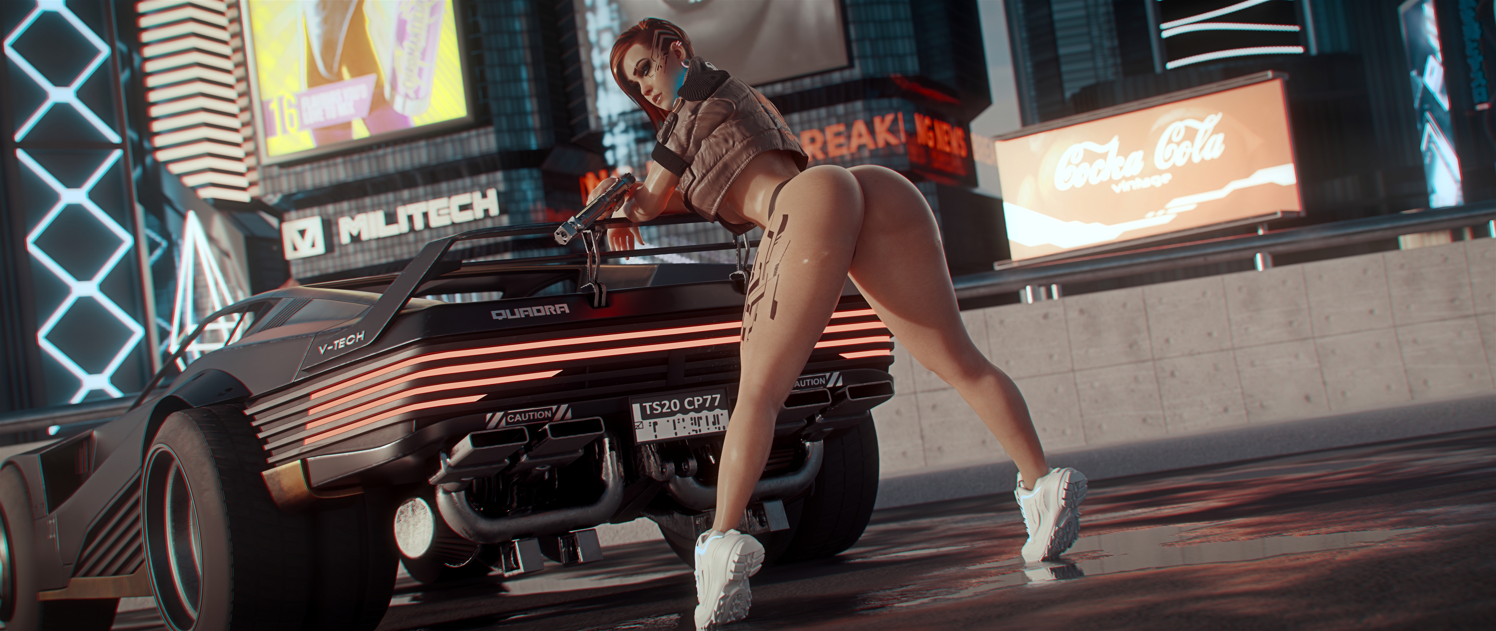 Cyberpunk x Power Girl 🍑 Cyberpunk2077 Power Girl Injustice Nsfw Videogame Sexy Big Booty Big Ass Car 3d Girl 2
