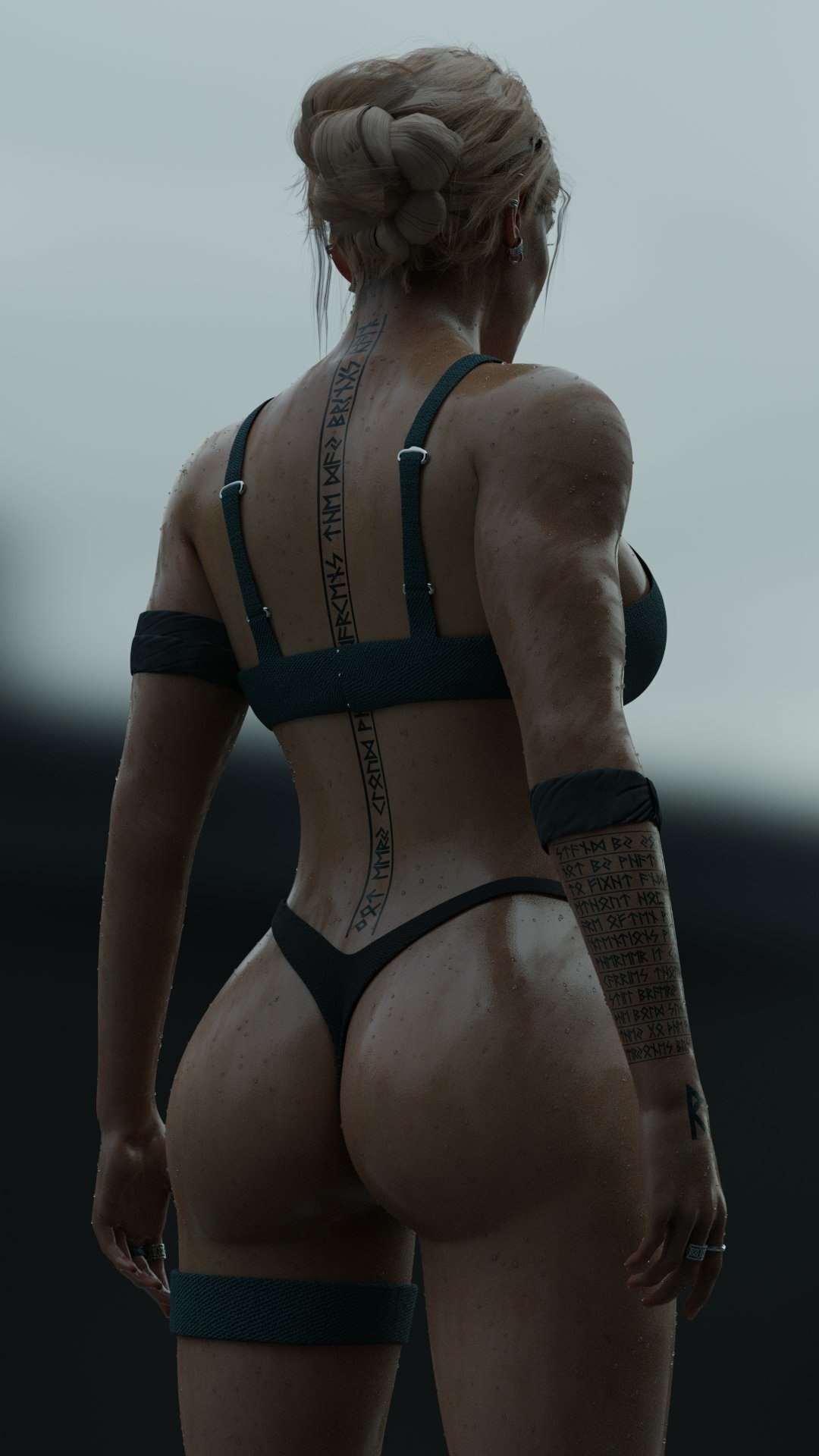 Always gotta check both front and back 🍑 Revna Original Original Character Blonde Sexy 3d Girl Big Booty Muscular Girl Perfect Body 2