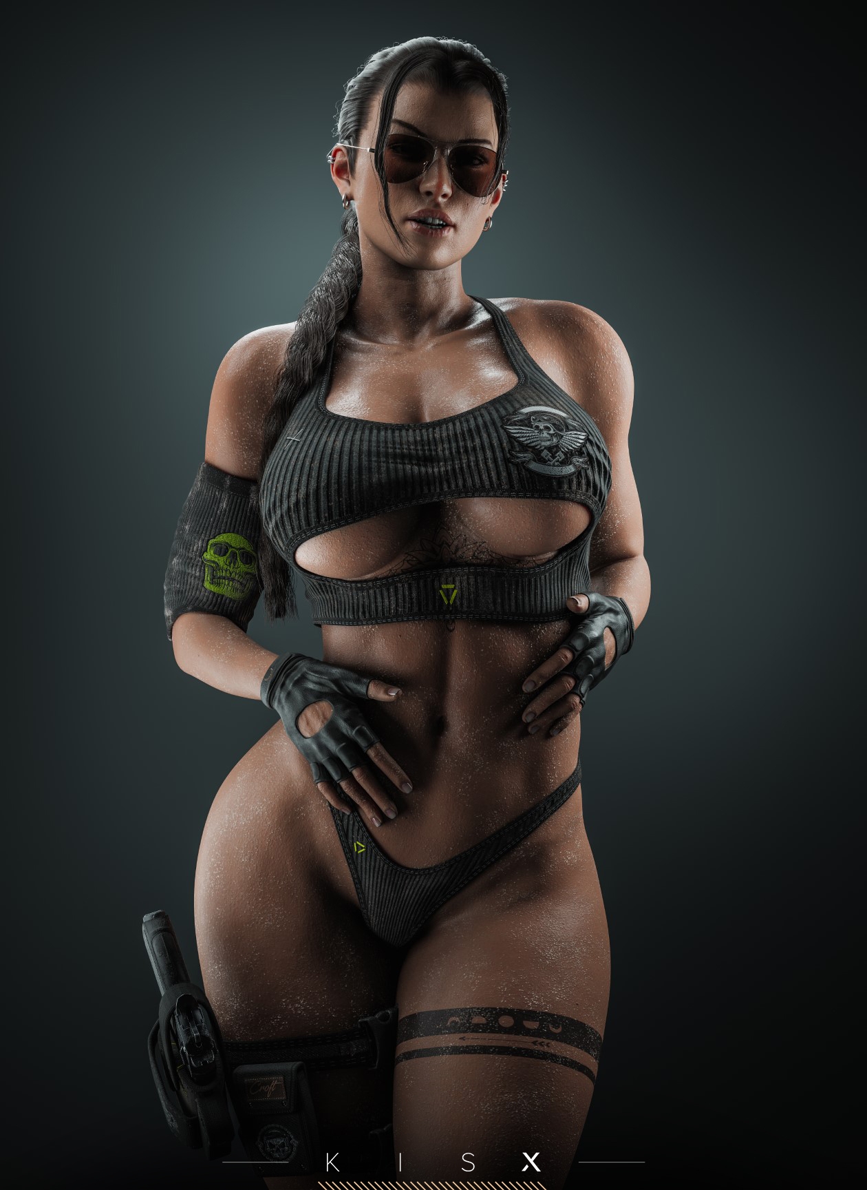 Pay attention to Lara 🧐 Lara Croft Tomb Raider Sexy Big Tits Muscular Girl Muscular 3d Girl Rule34 Panties Outfit Half Naked Perfect Body Gun Tattoo 2