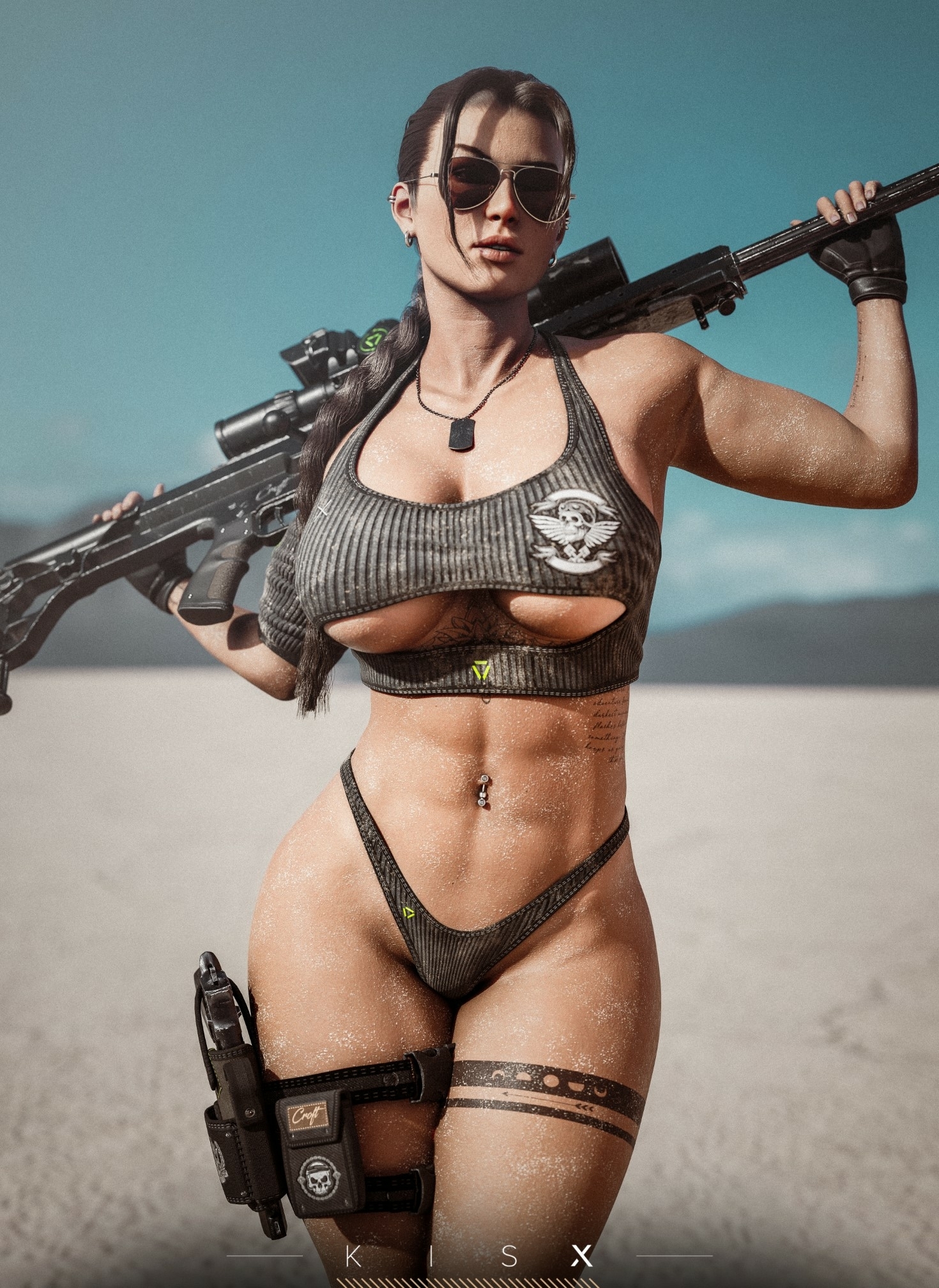 Lara likes guns 🔫 Lara Croft Tomb Raider Sexy Big Tits Muscular Girl Muscular 3d Girl Rule34 Panties Outfit Perfect Body Gun Tattoo
