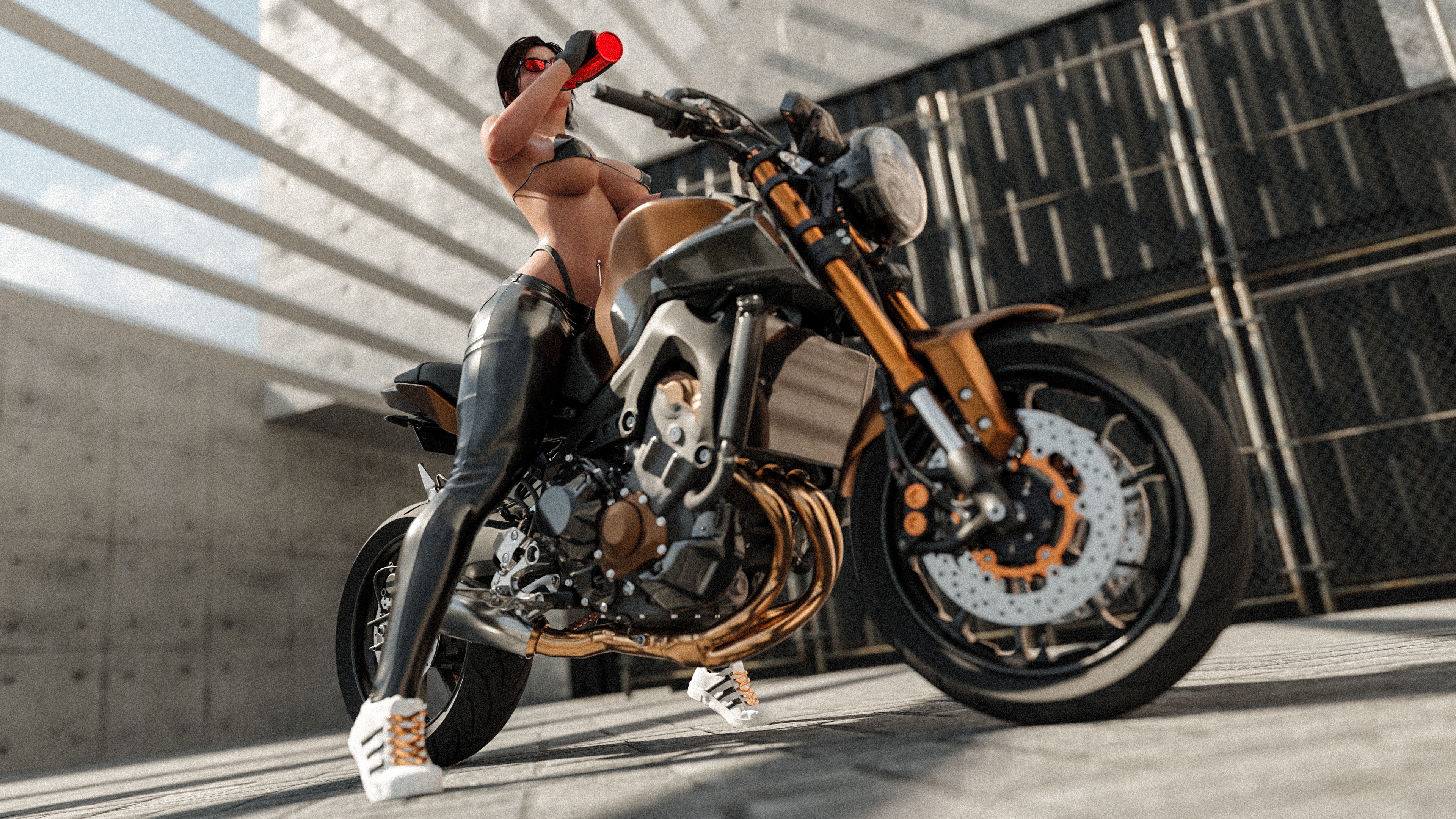 Lara Bike Collection 1 Lara Croft Tomb Raider Sexy 3d Girl Big Tits Bike Moto Motorcycle Latex Leather Bikini 3