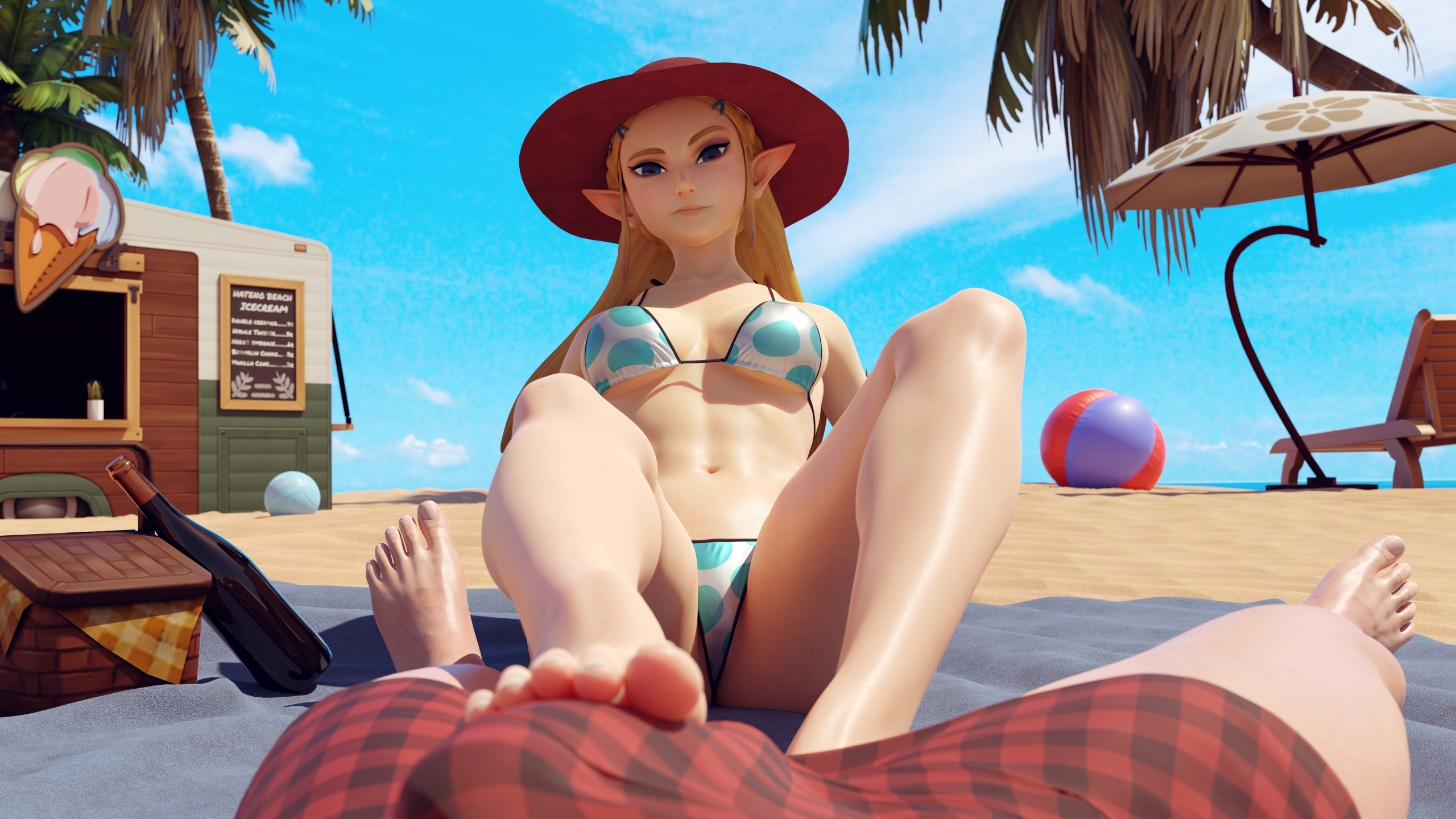 Beach picnic but she spots your bulge World Of Warcraft Elf Bulge Bikini Fantasy Feet Feetjob