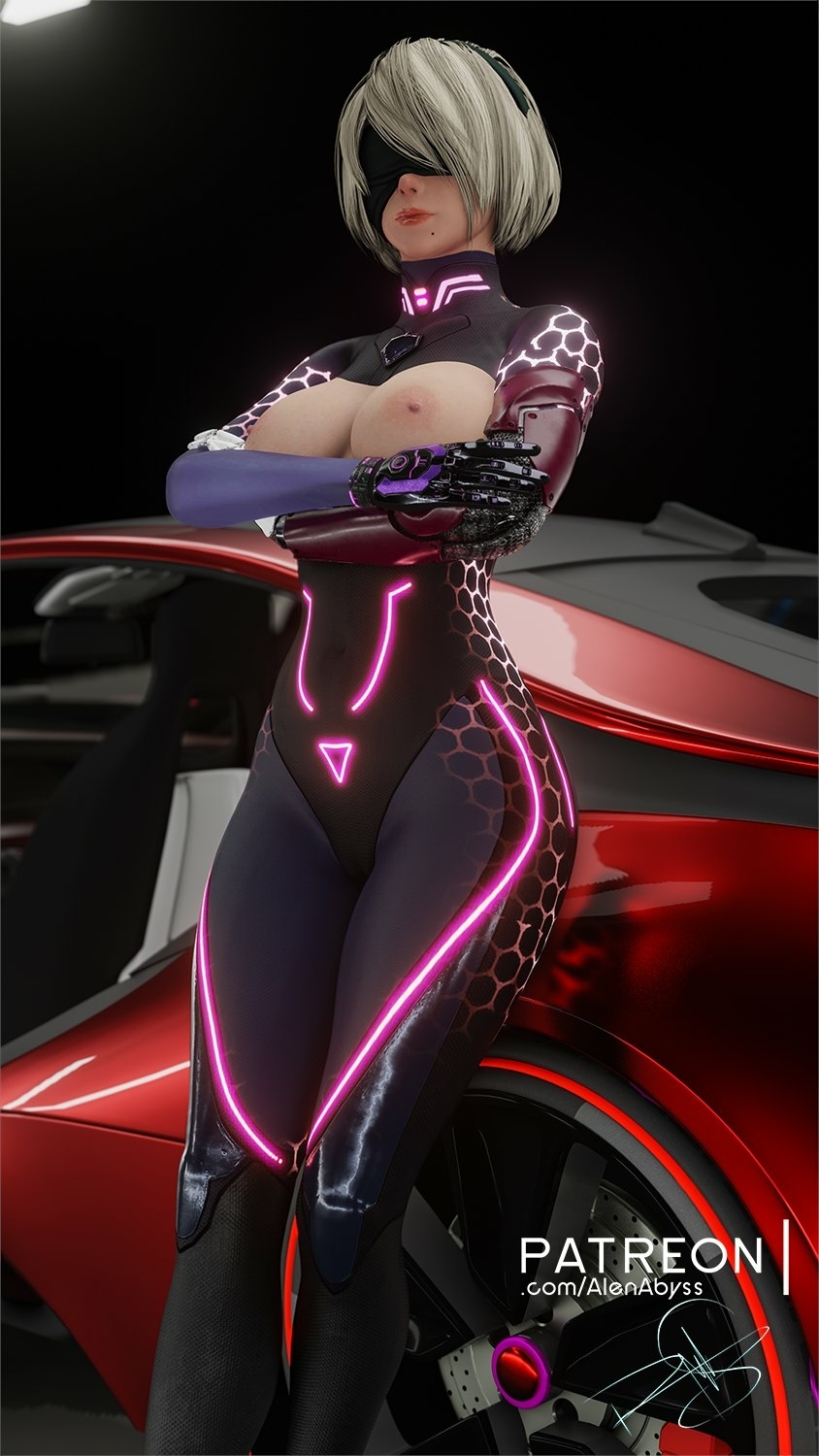 Cyber 2b Milkers 🤤 Cyberpunk2077 2b Nier Automata Cyber Suit Big Tits Flashing 3d Girl 3d Porn