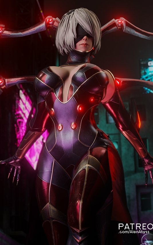 Nightspider 2b 🕷️ Nier Automata 2b Big Tits Big Boobs Sci-fi Spider Sfw 3d Girl 2